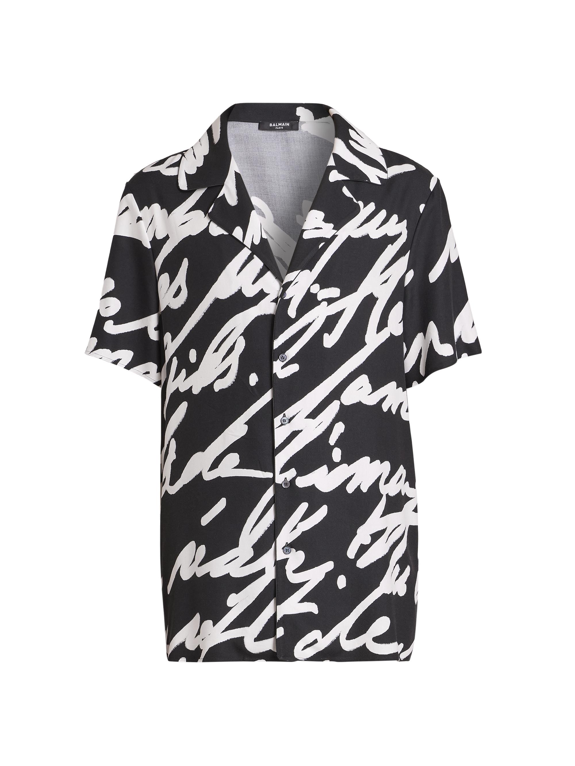 Balmain Men's Big Love Letter Short-Sleeve Shirt - Noir Blanc