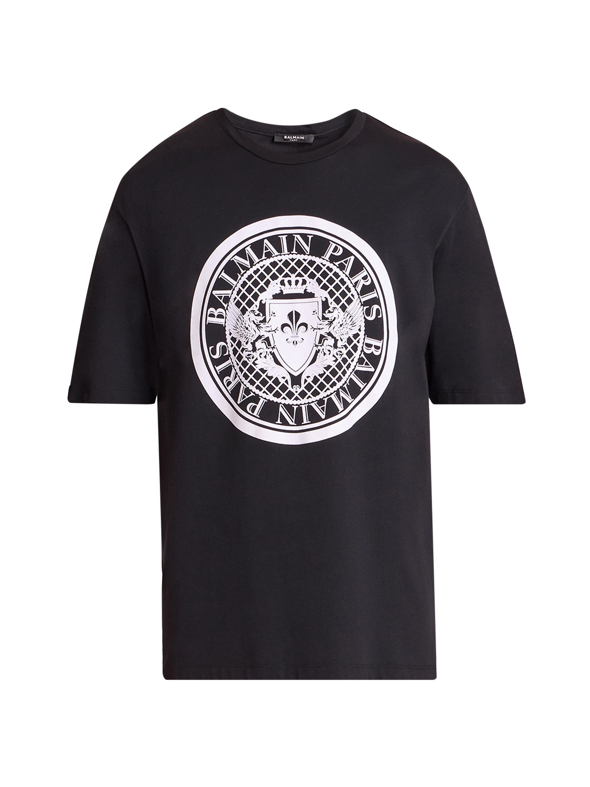 Balmain Men's Coin Flock T-Shirt - Blanc Noir
