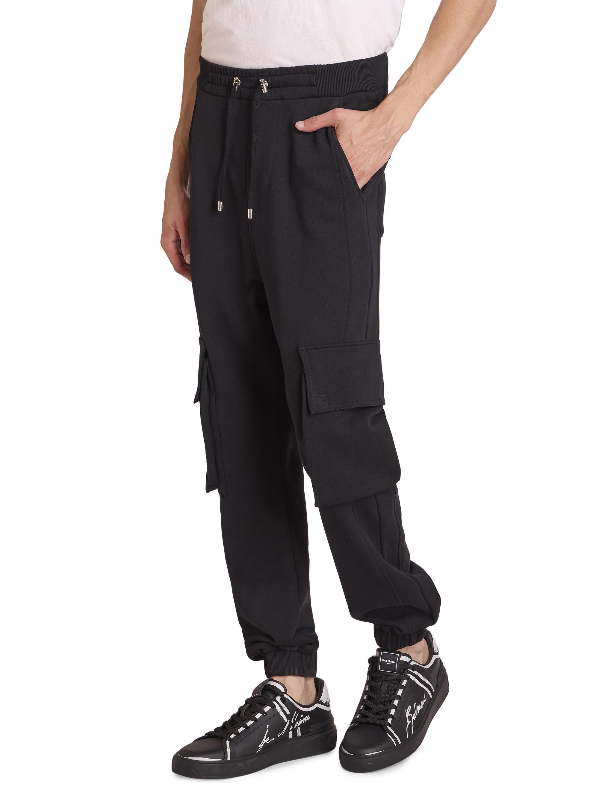 BALMAIN ズボン Cargo joggers with Balmain Paris print black black - Men | BALMAIN