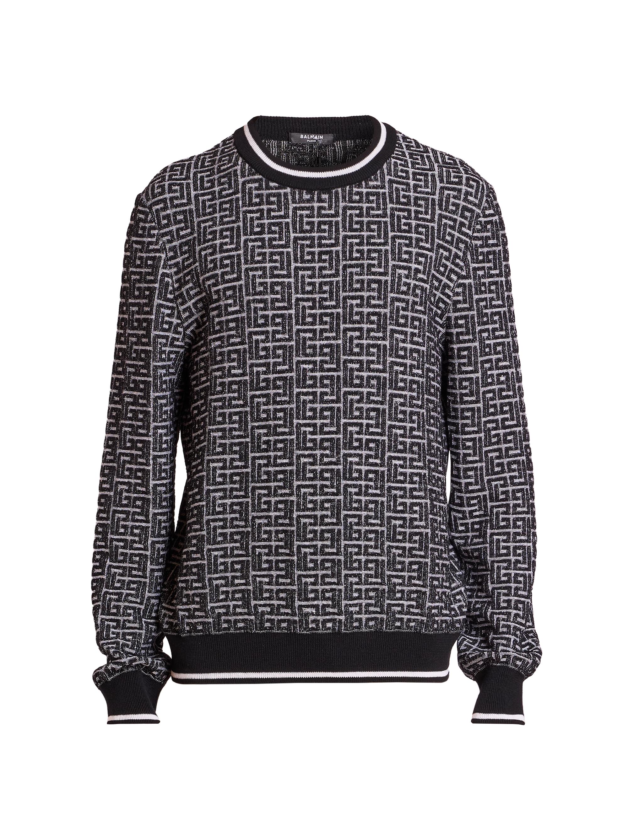 Balmain Monogram Merino-Knit Crewneck Sweater | Saks Fifth Avenue