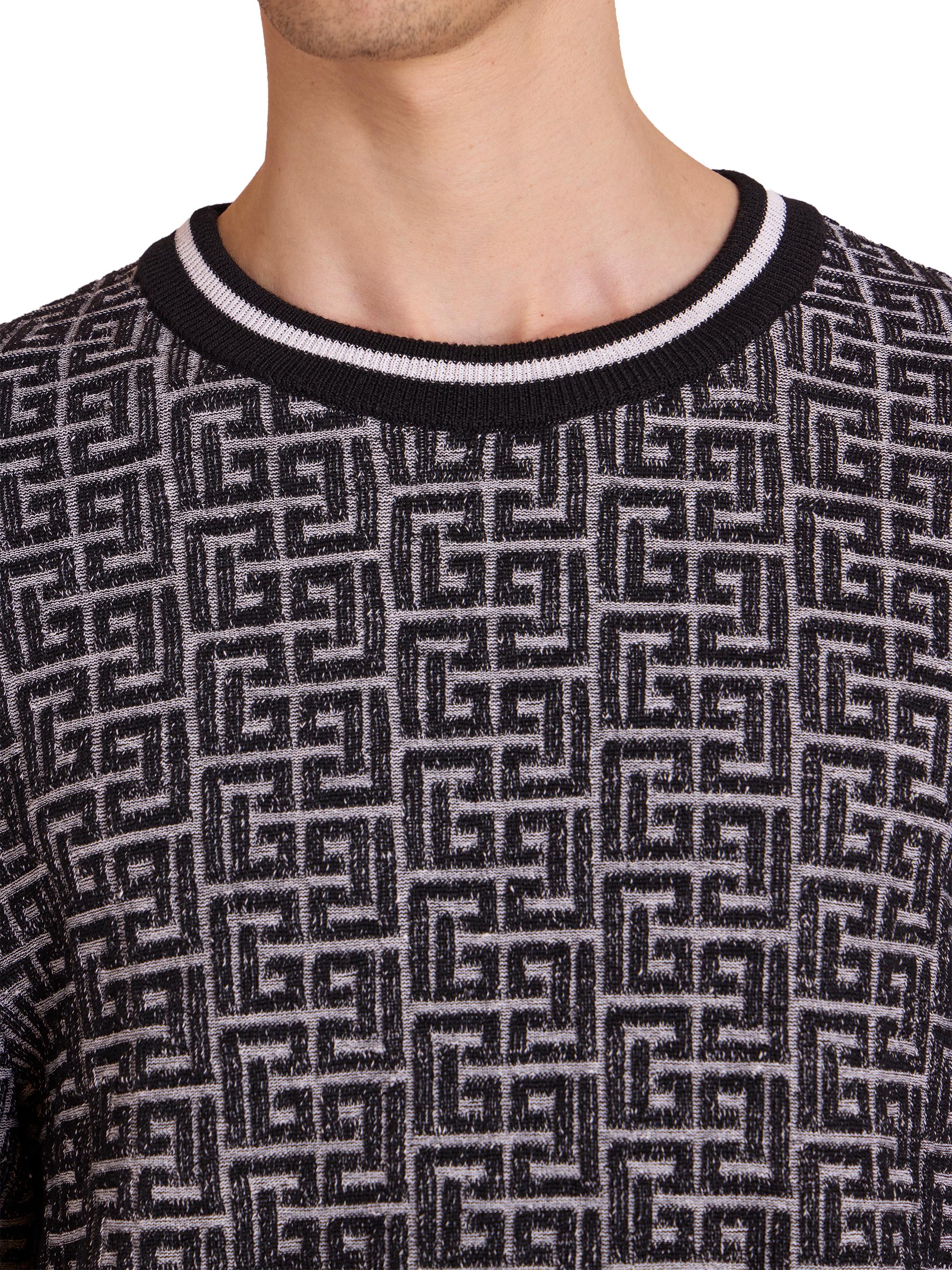 Balmain Monogram Merino-Knit Crewneck Sweater | Saks Fifth Avenue
