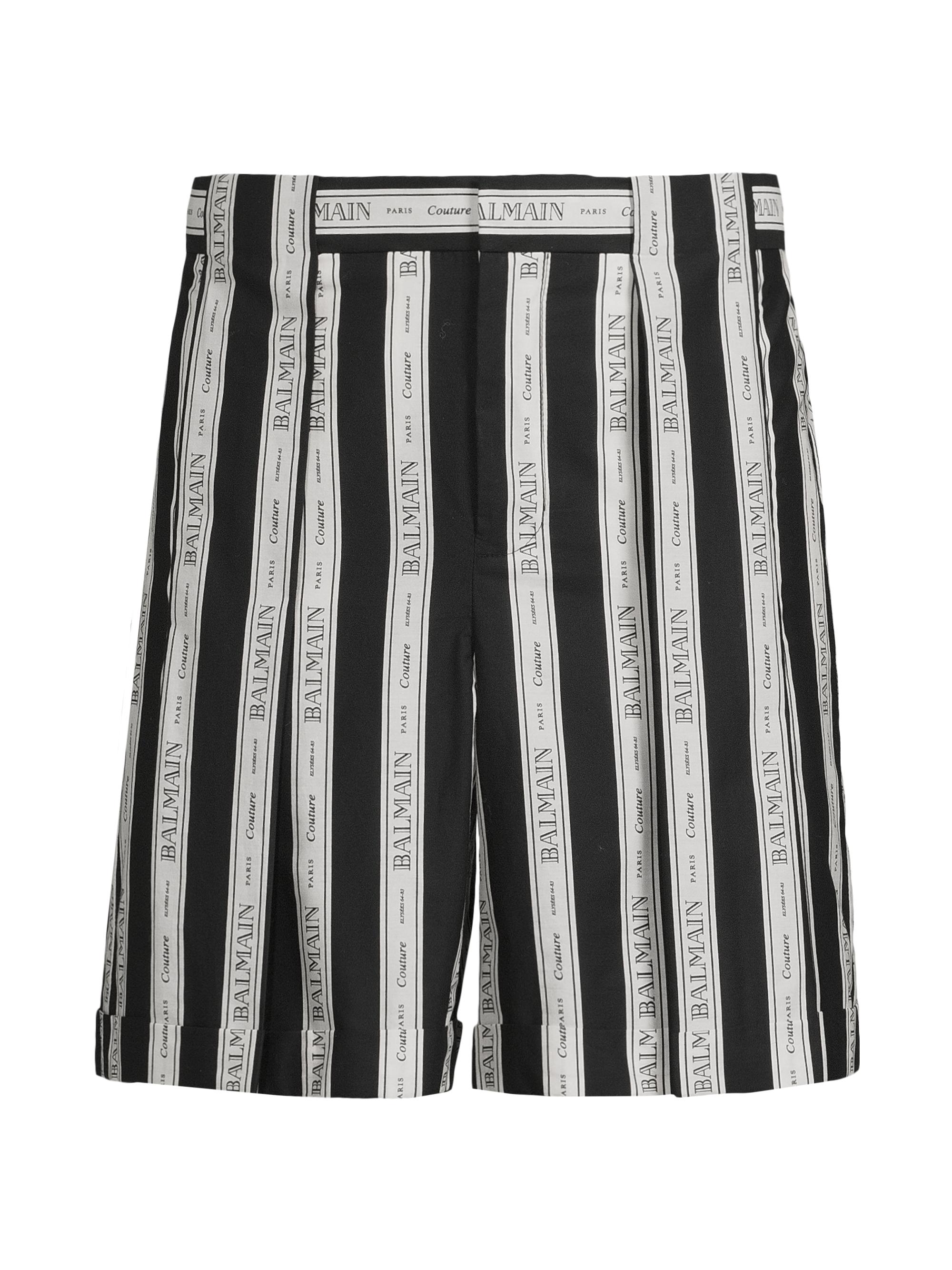 Balmain Men's Ribbon Jacquard Pleated Shorts - Pale Noir