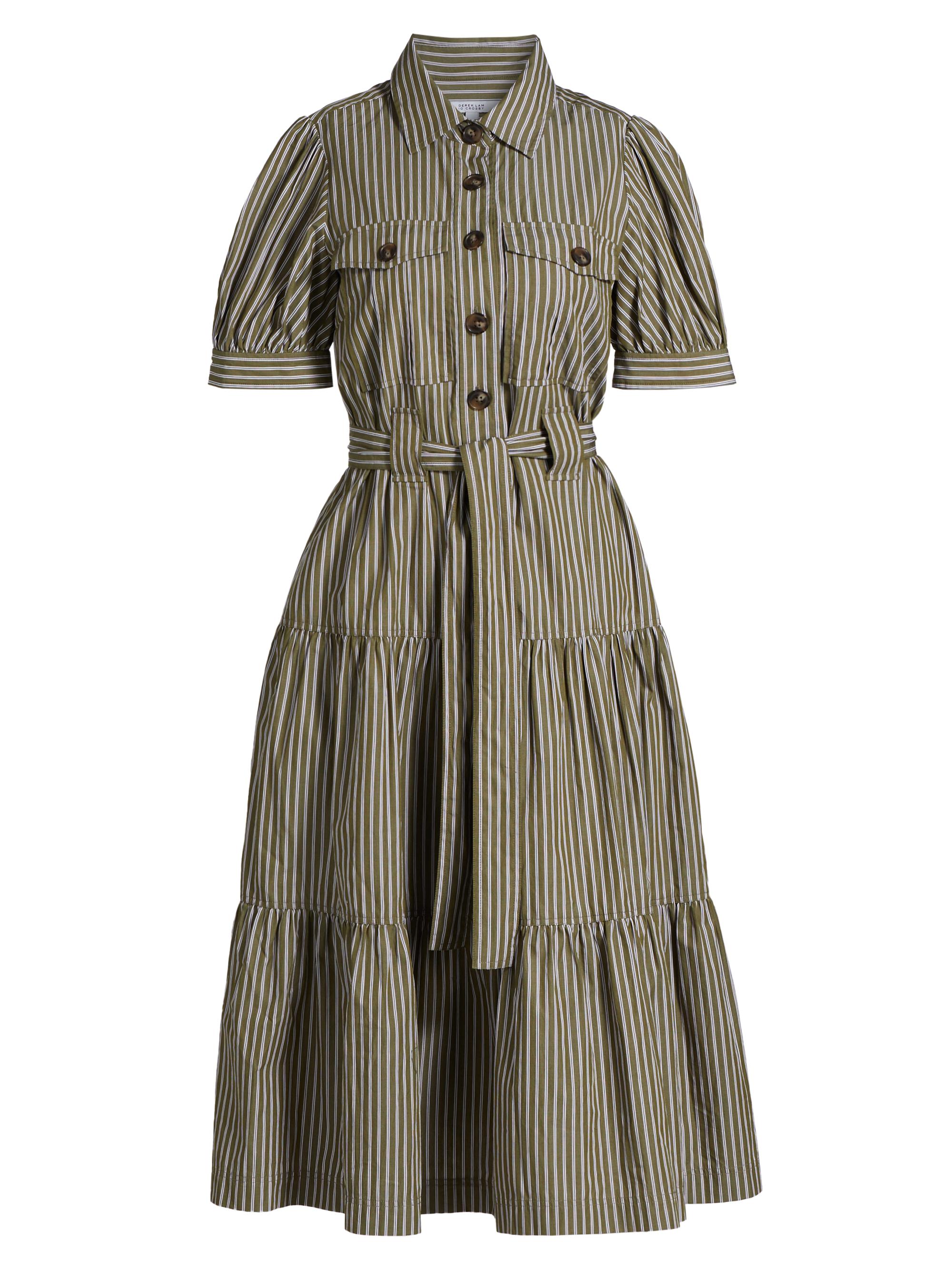 Derek Lam 10 Crosby Women's Buffy Stripe Cotton Shirtdress - Hunter Multi