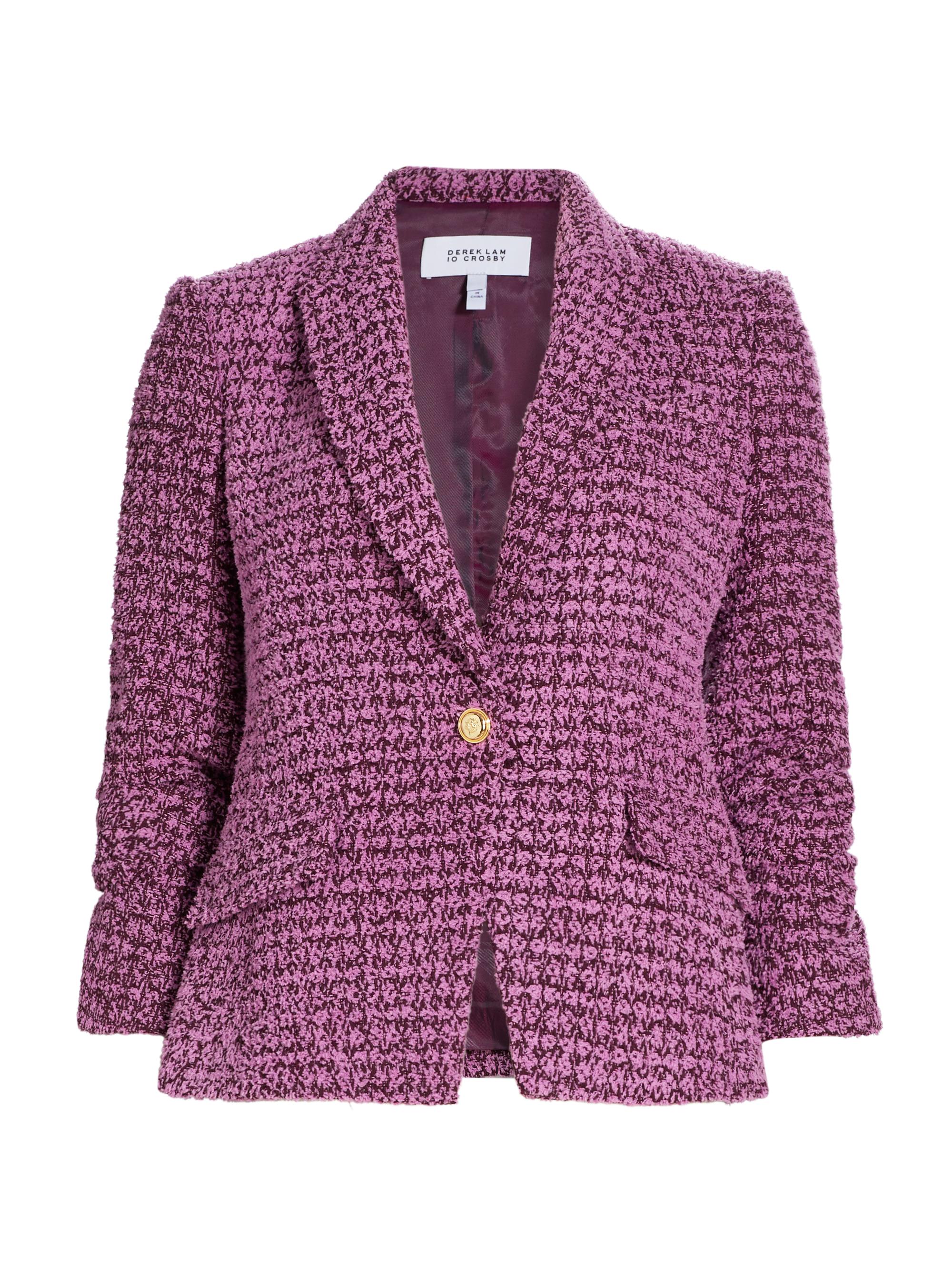 Derek Lam 10 Crosby Women's Ralph Fitted Tweed Jacket - Lilac Wild Berry