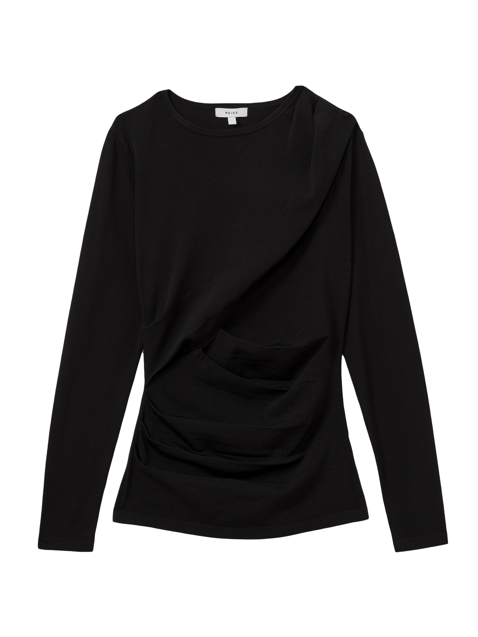 Reiss Women's Rue Draped Long-Sleeve Top - Black