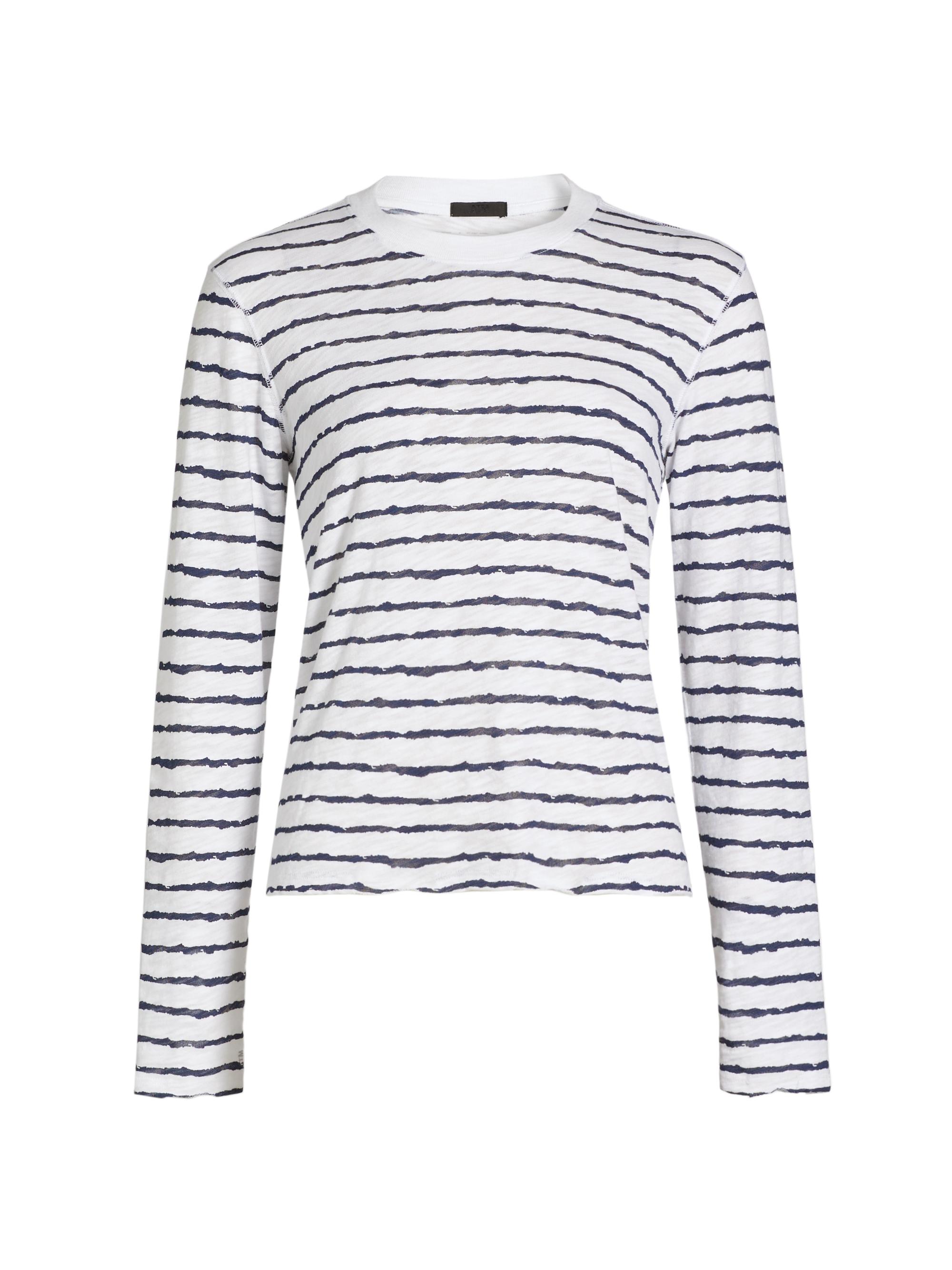 ATM Anthony Thomas Melillo Women's Striped Cotton Jersey Long-Sleeve Shirt - White Midnight