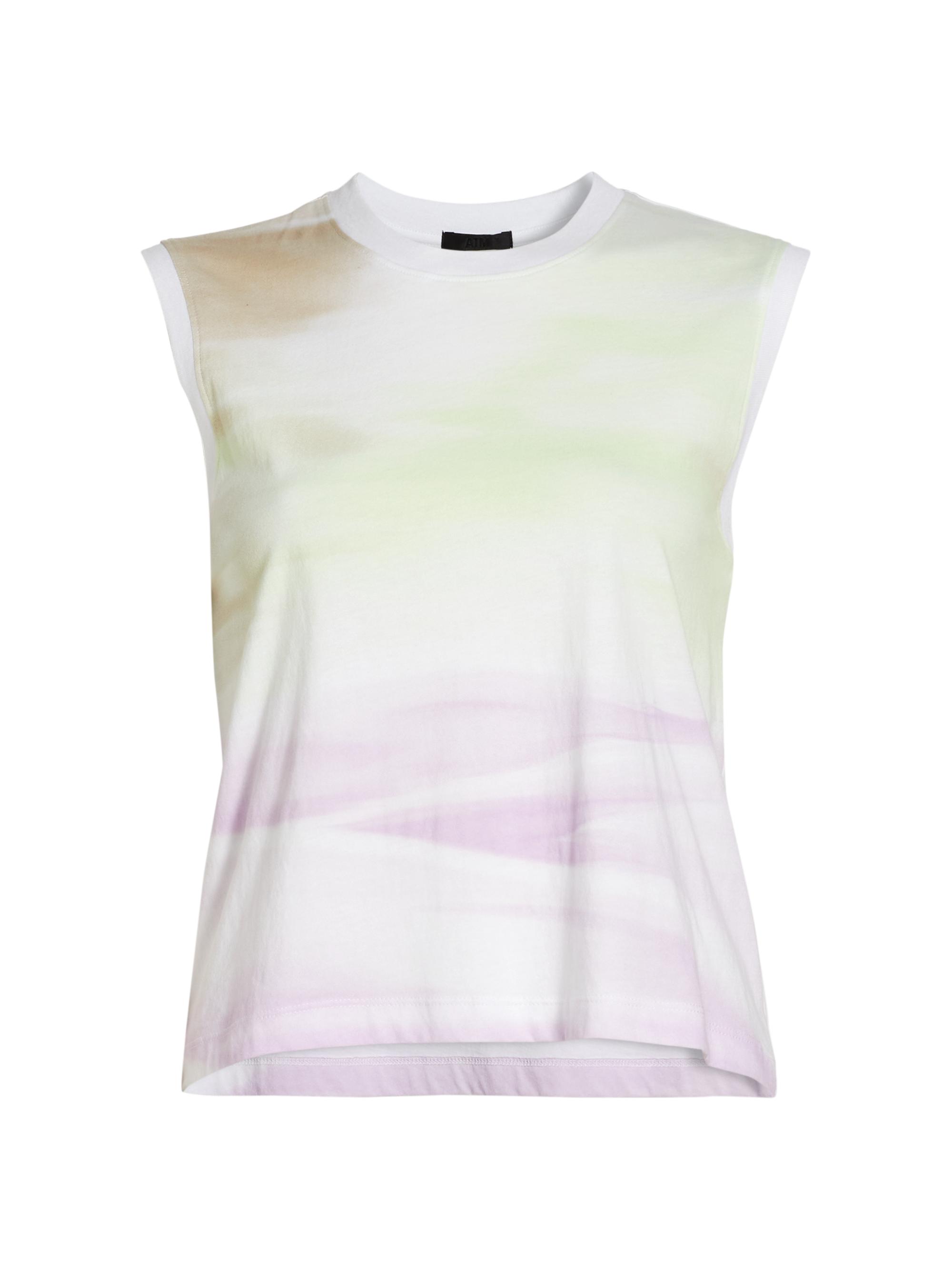 ATM Anthony Thomas Melillo Women's Abstract Cotton-Jersey Top - Mint Tint Multi