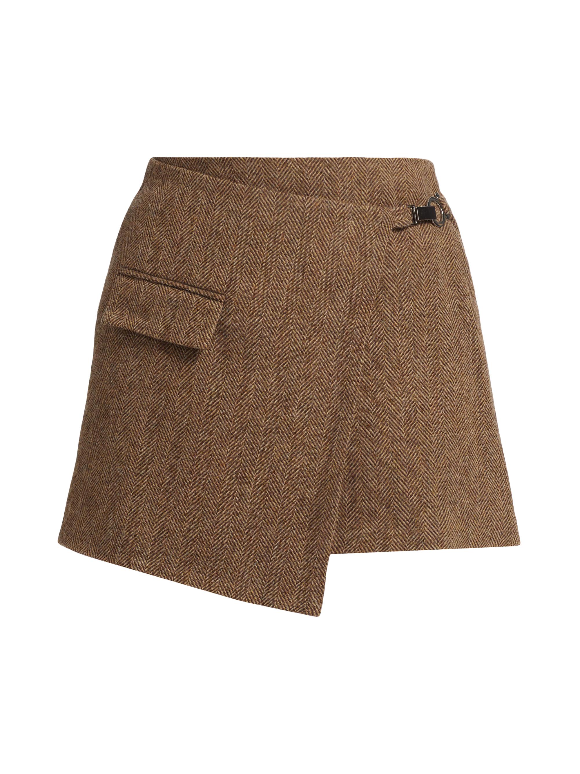 ba & sh Women's Cara Herringbone Wool Miniskirt - Camel