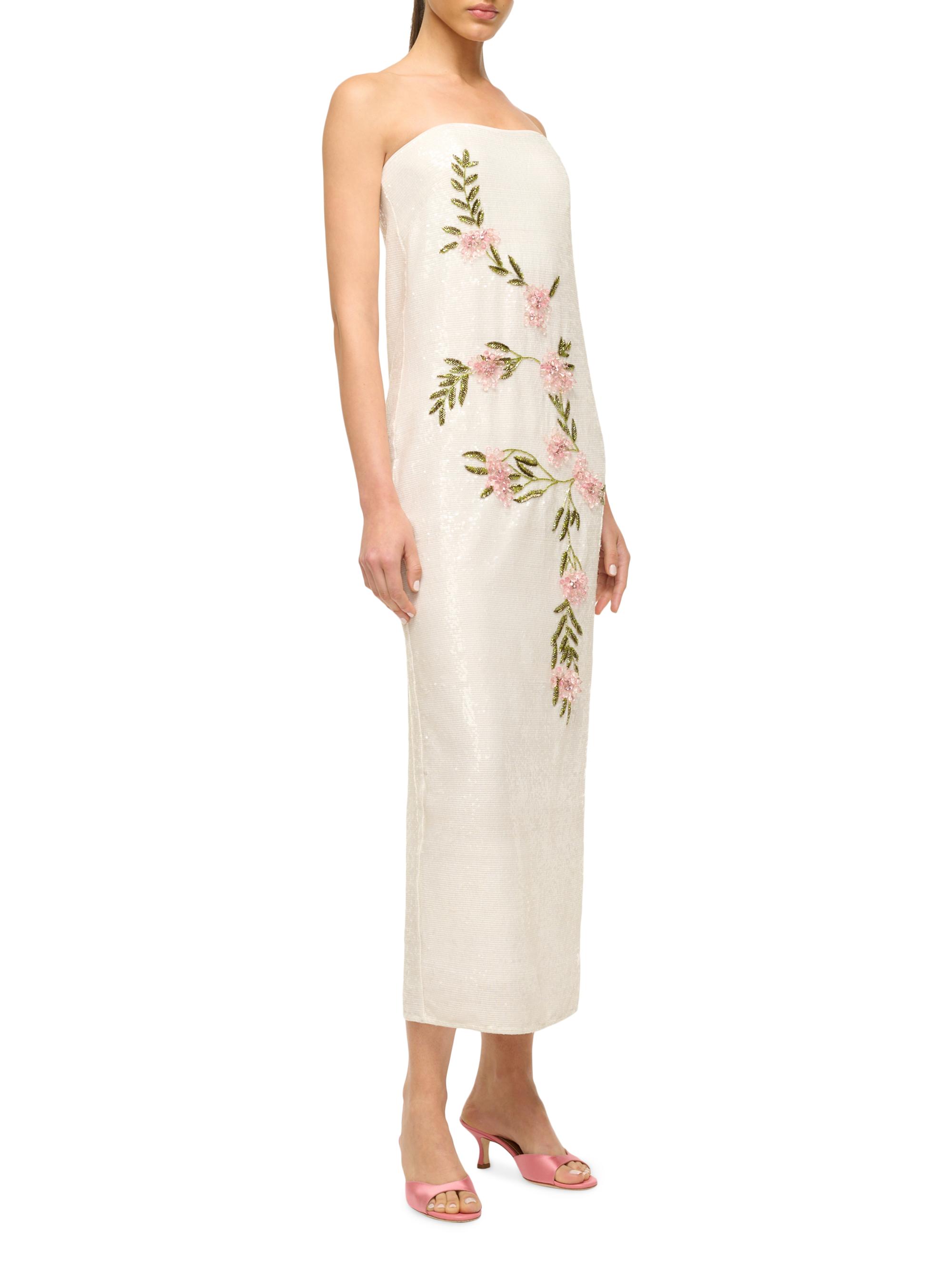 Staud Casey Embroidered Floral Strapless Cocktail Dress | Saks