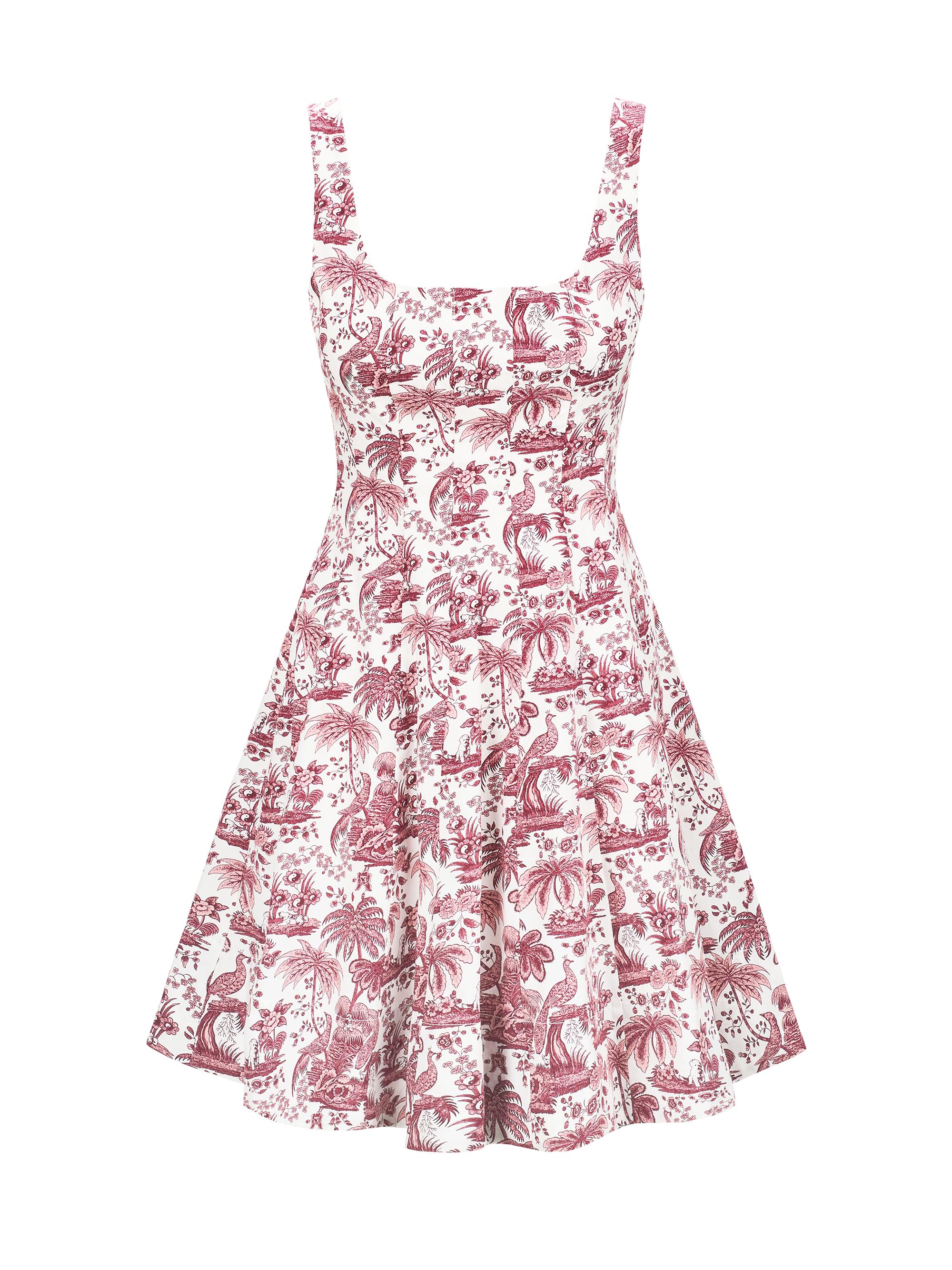 Staud Women's Wells Toile De Jouy Minidress - Bordeaux Toile