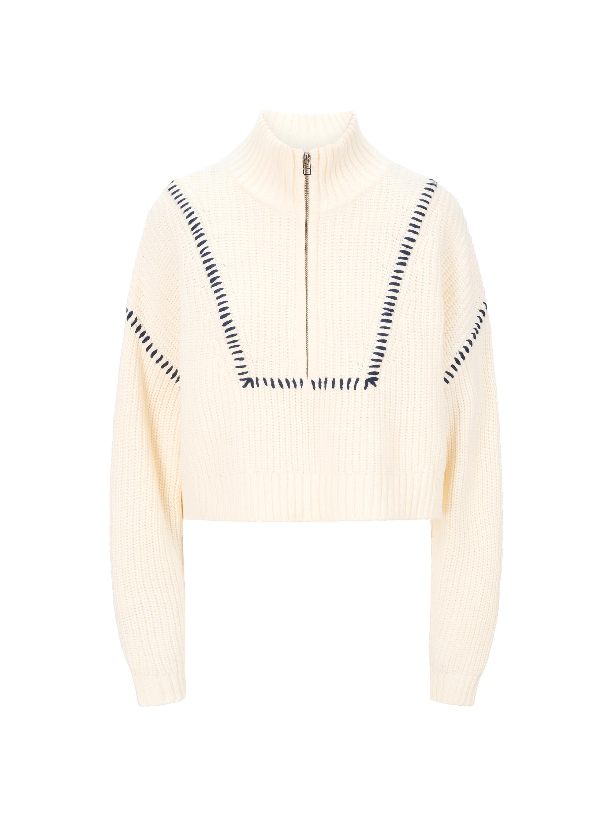 Staud Women's Hampton Whipstitch Sweater -  Navy