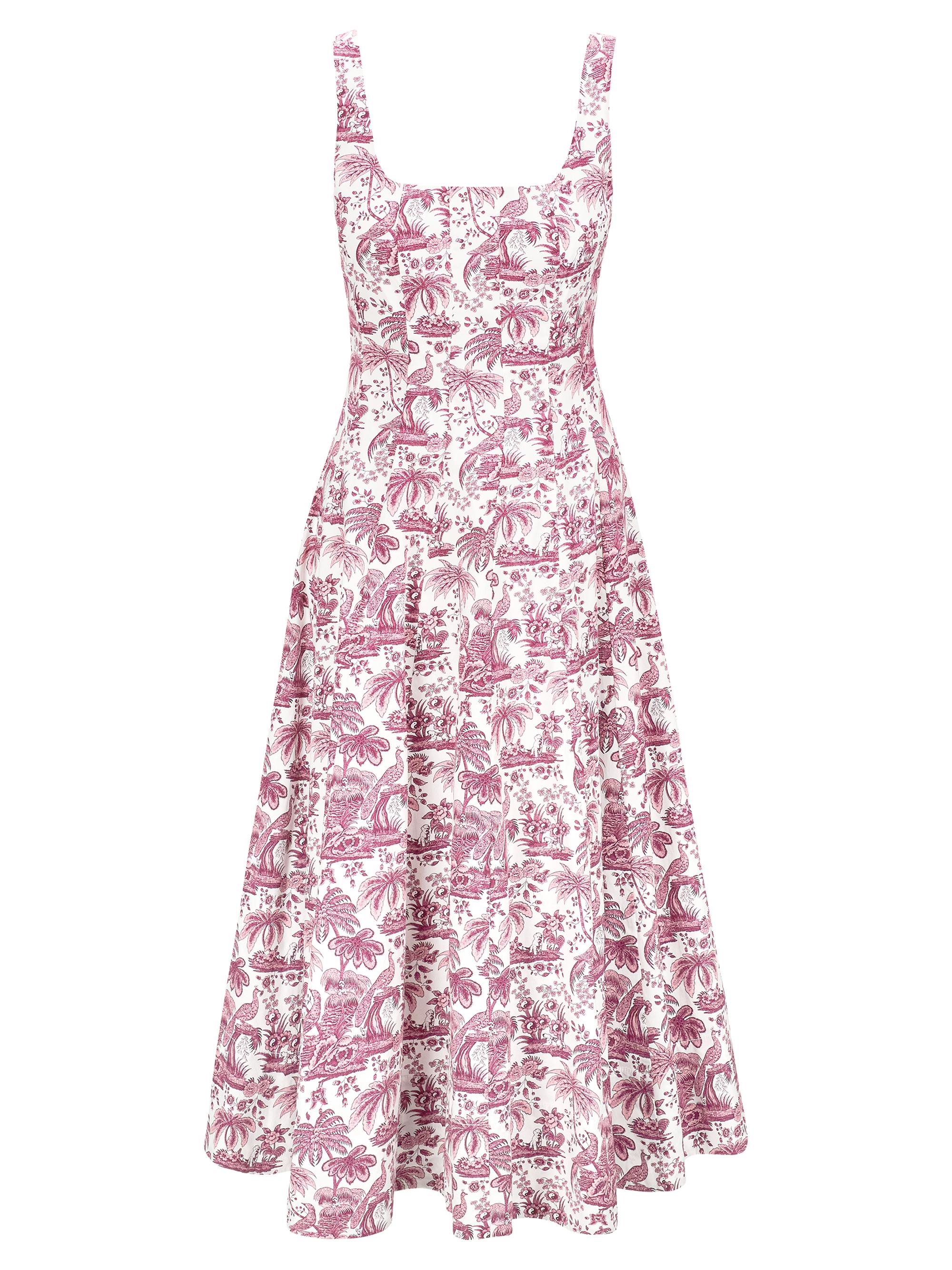 Staud Women's Wells Tropical Toile Midi-Dress - Bordeaux Toile