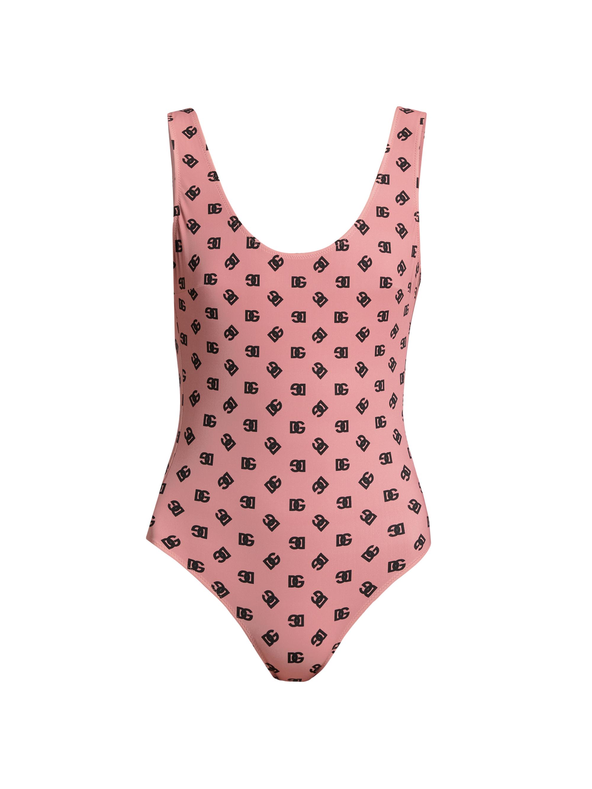 Dolce & Gabbana Women's DG Logo Olympic One-Piece Swimsuit - Nero Rosa