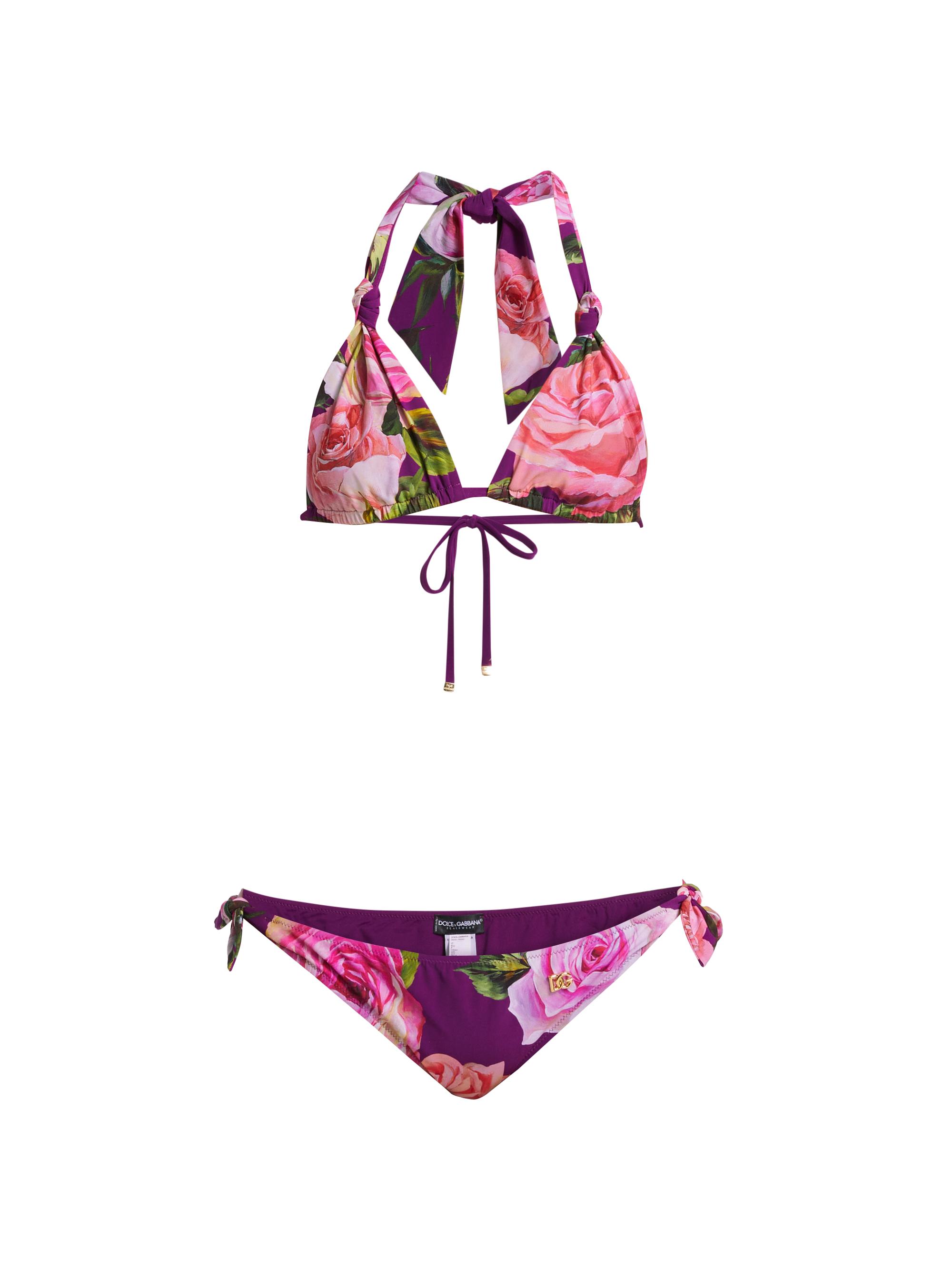 Dolce & Gabbana Women's Floral Sliding Triangle Bikini set - Rose Rosa Viola