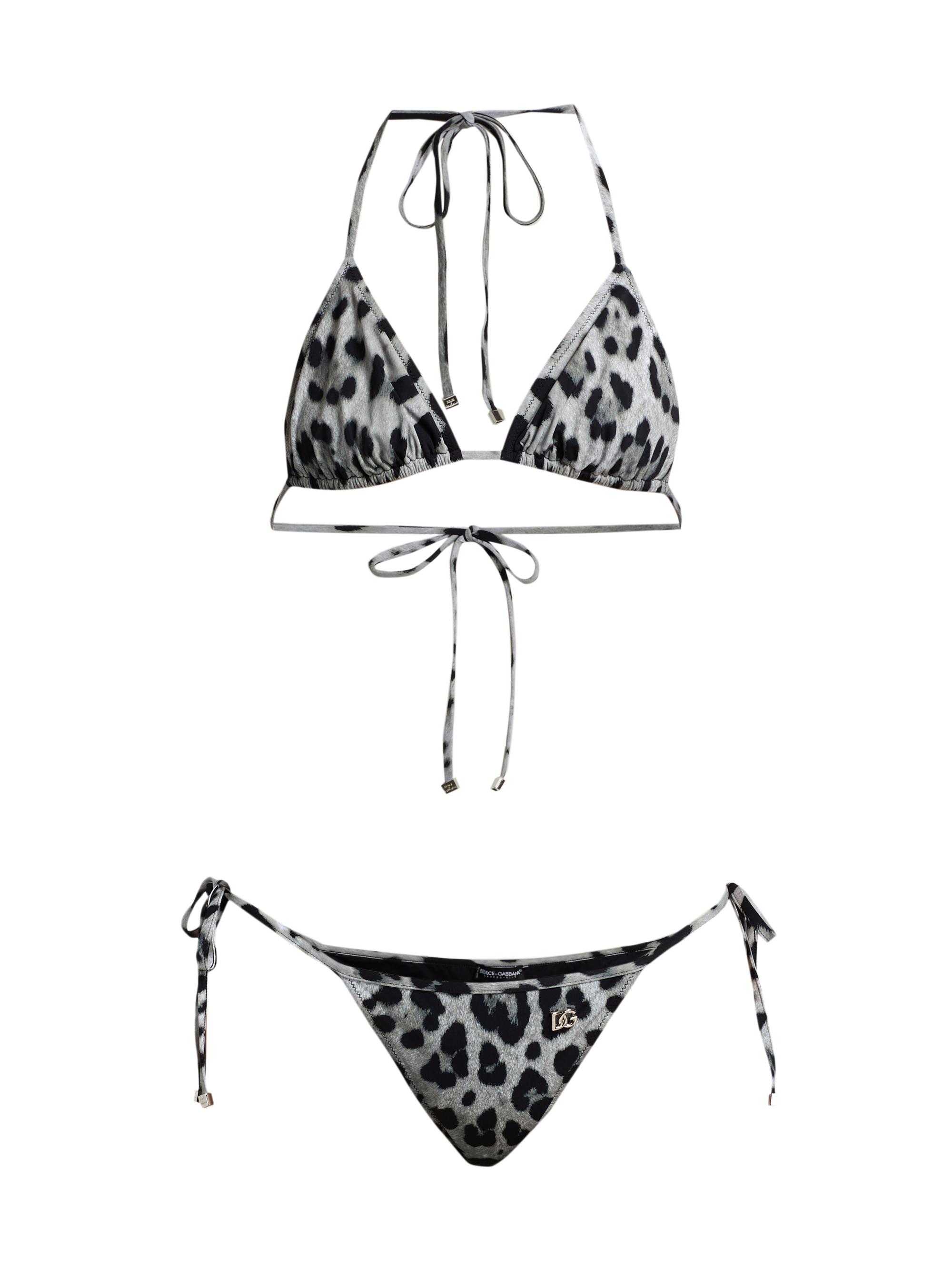Dolce & Gabbana Women's Leopard String Bikini - Leo Nero Grigio
