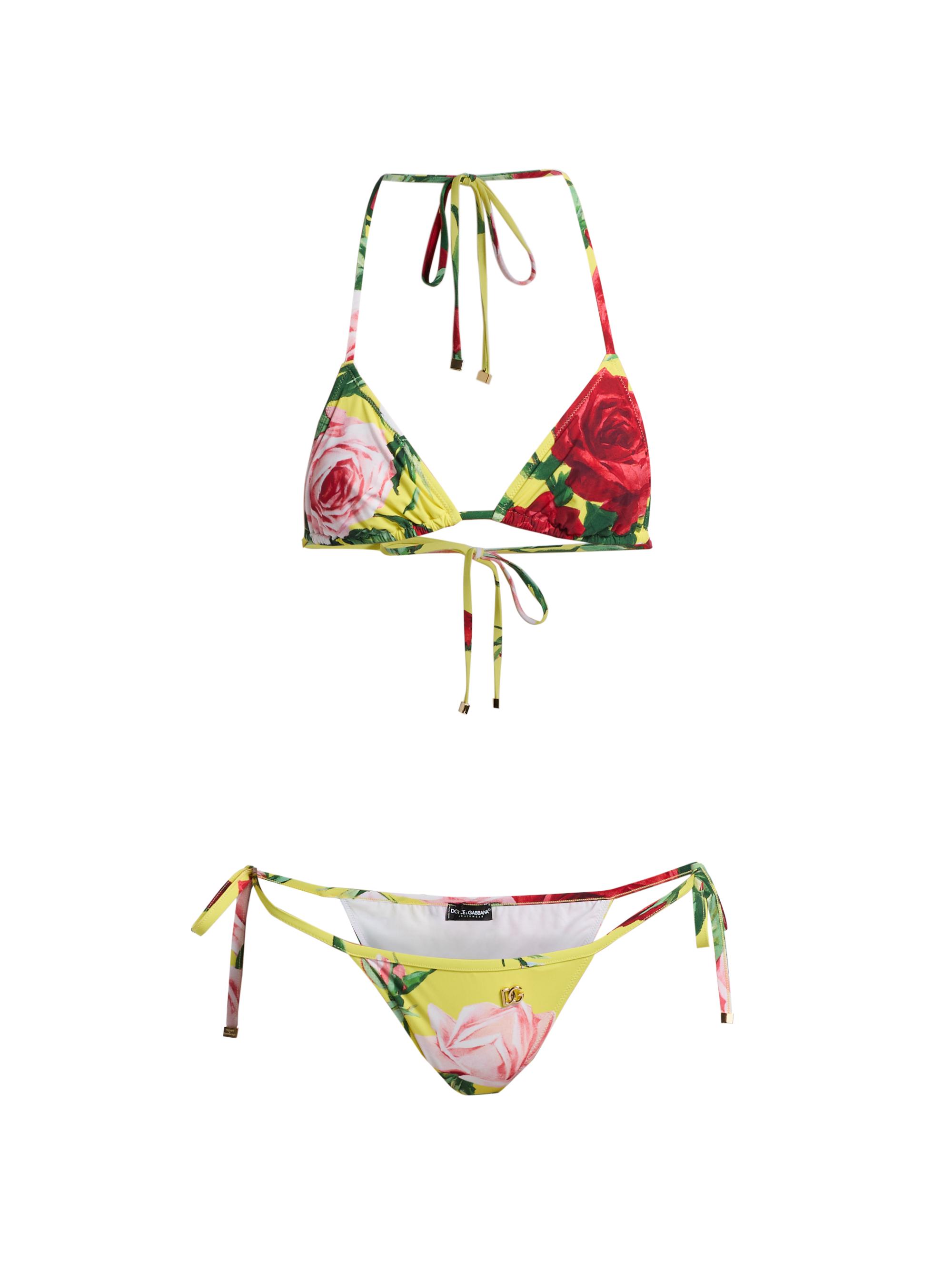 Dolce & Gabbana Women's Tanga Floral Triangle Bikini - Bouquet Giallo