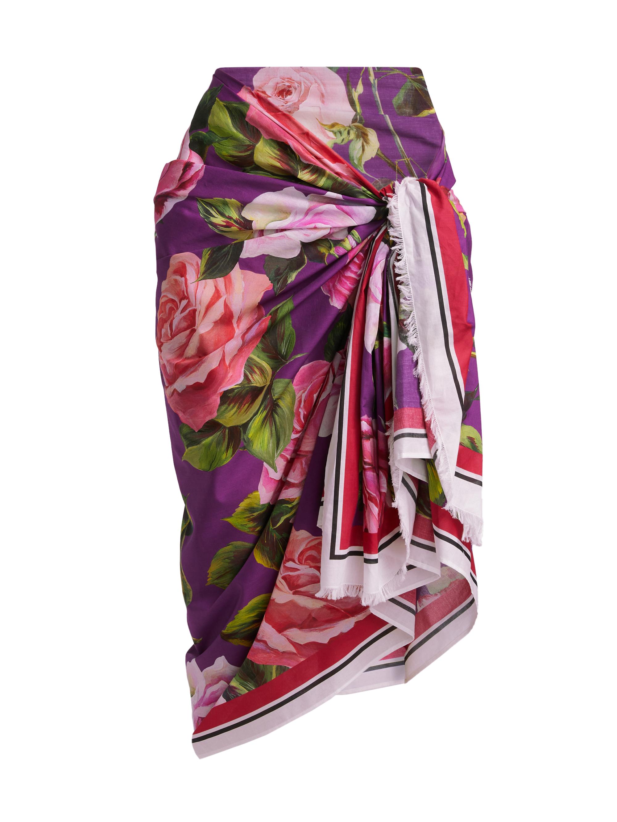 Dolce & Gabbana Women's Floral Cotton Sarong - Rose Rosa Bordo Ross