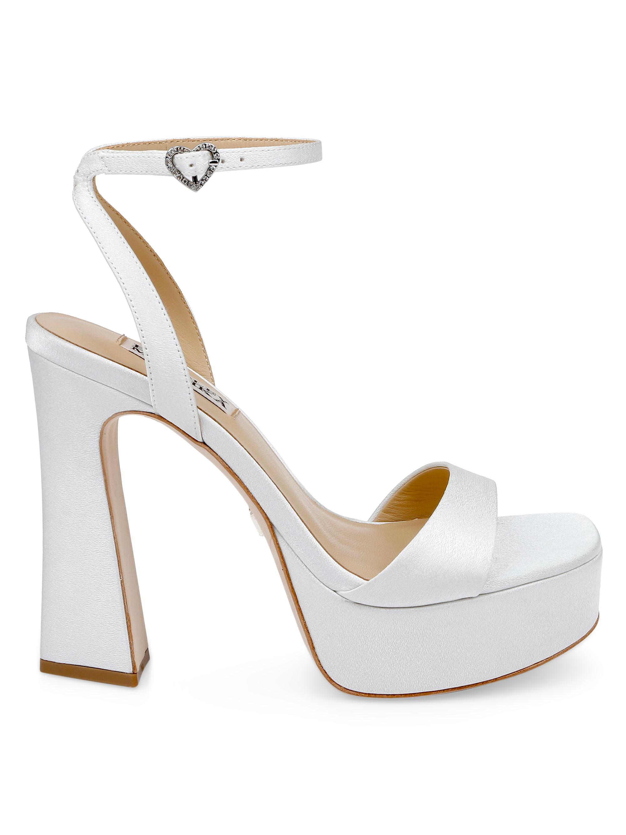 Badgley Mischka Women's Caia 125MM Satin Platform Sandals - White Crepe