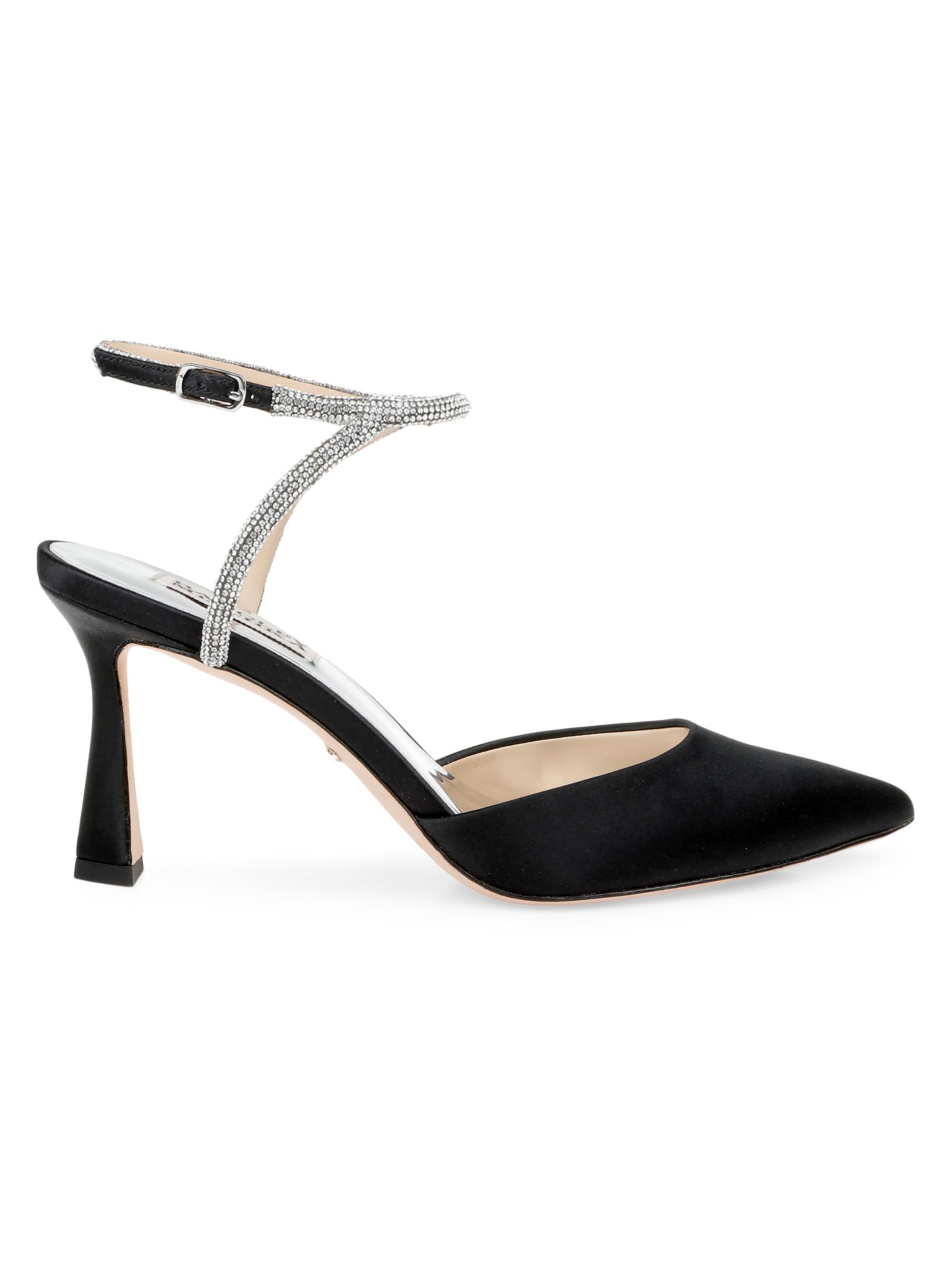 Badgley Mischka Women's Kamilah 80MM Embellished Satin Pumps - Black Satin