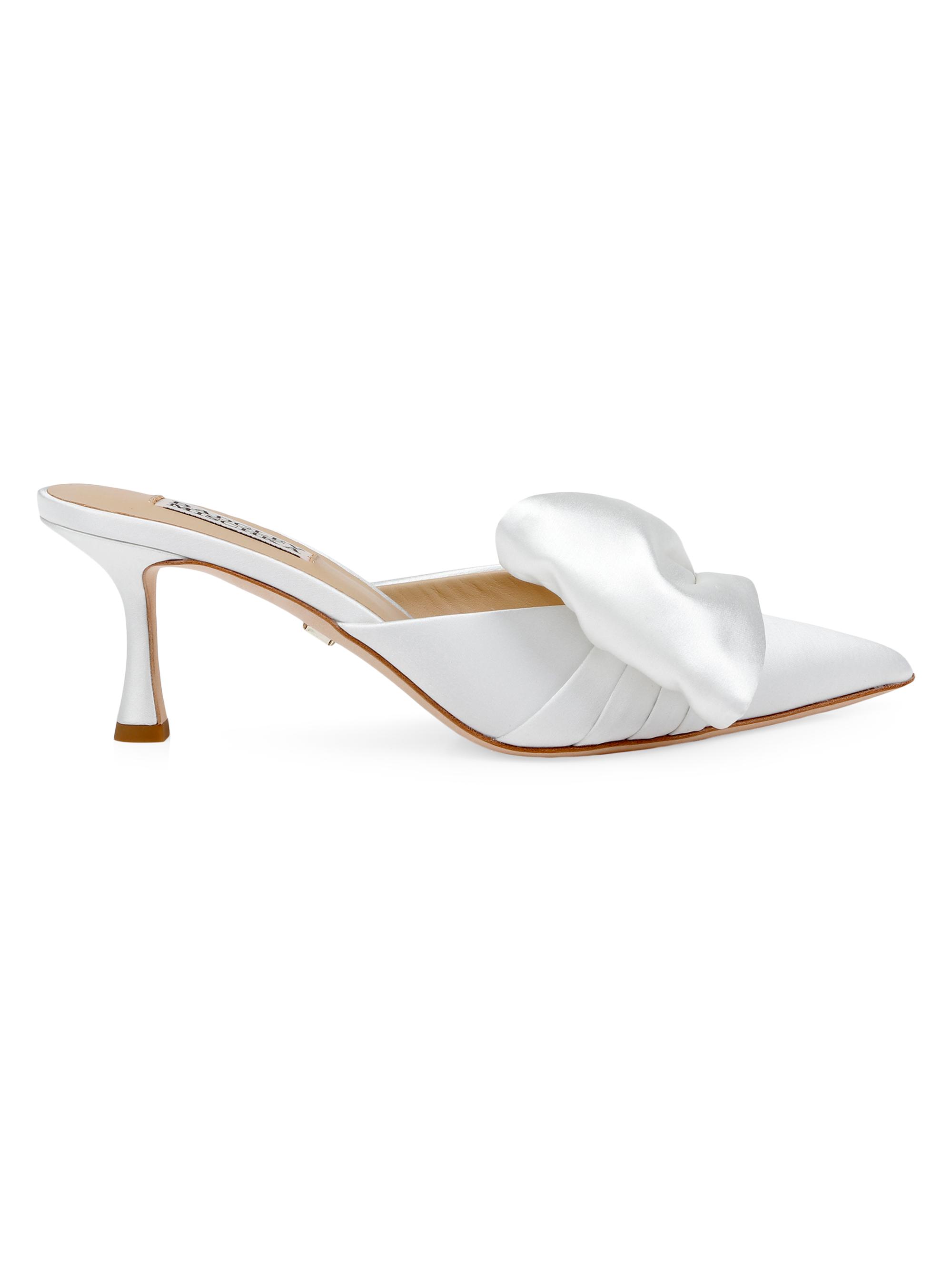 Badgley Mischka Women's Alaya 65MM Satin Mule-Style Pumps - White Satin