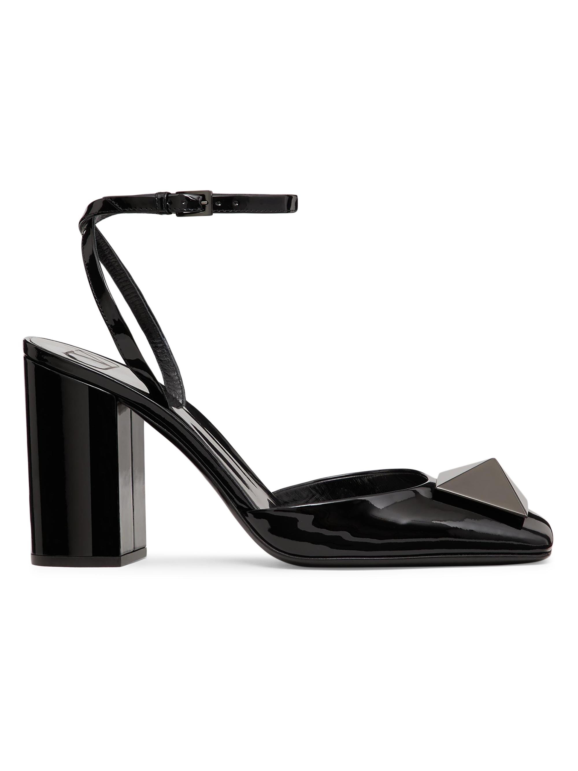 Valentino Garavani Women's One Stud Patent Leather Pumps with Matching Stud 90MM - Black