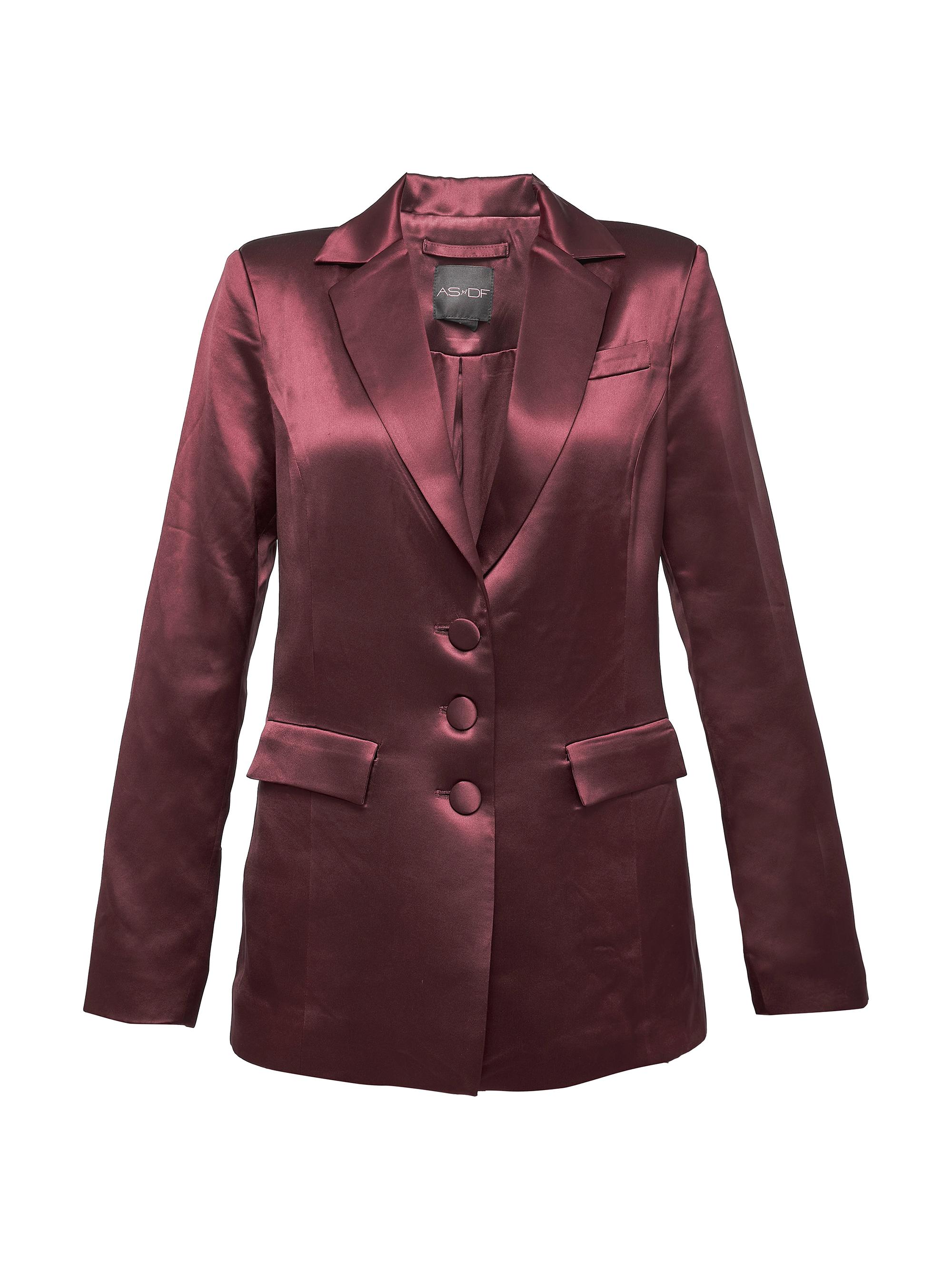 AS by DF Women's Collins Satin Boyfriend Blazer - Decadent Wine