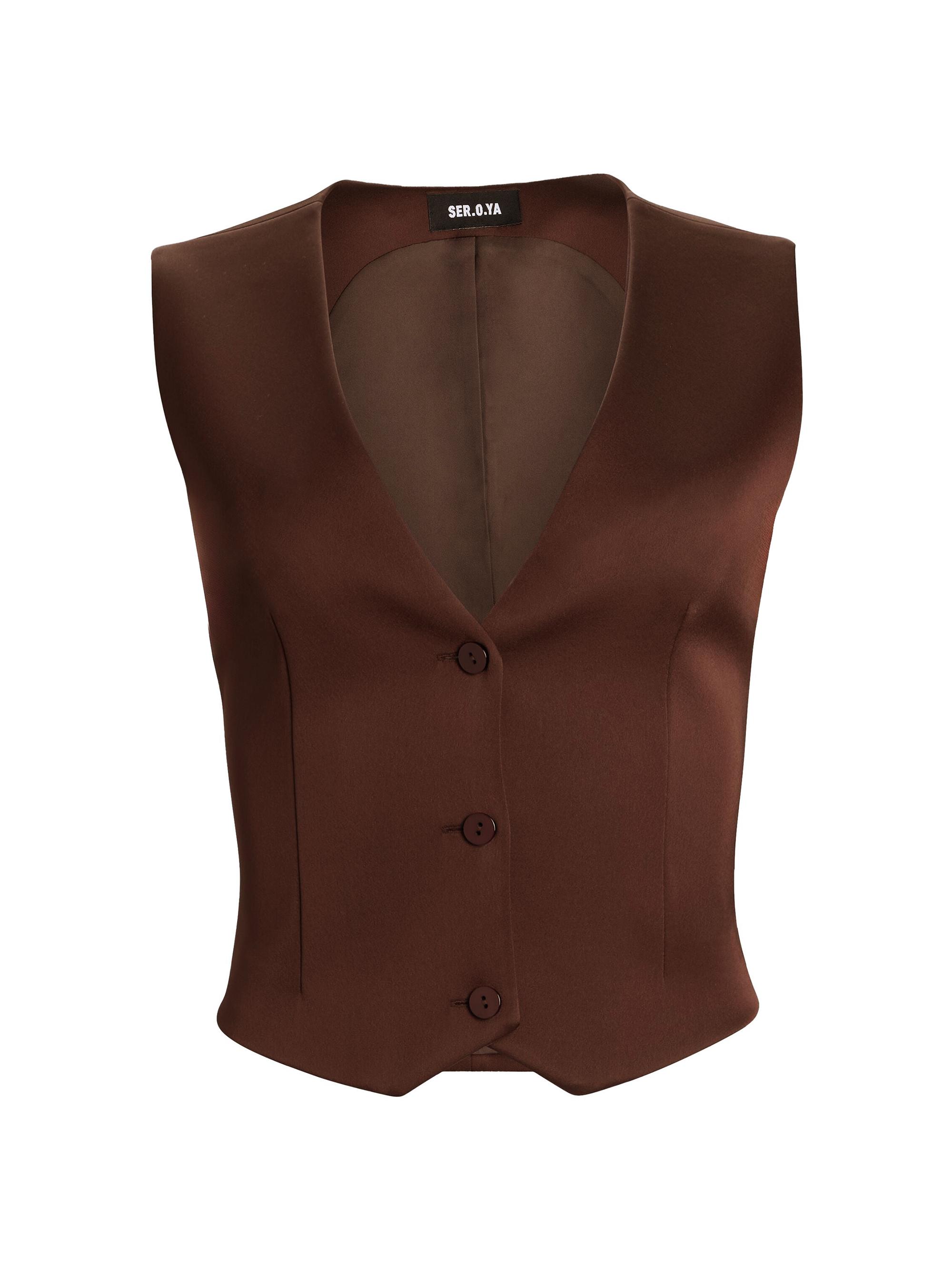 Ser.o.ya Women's Edwina Satin Vest - Ash Brown
