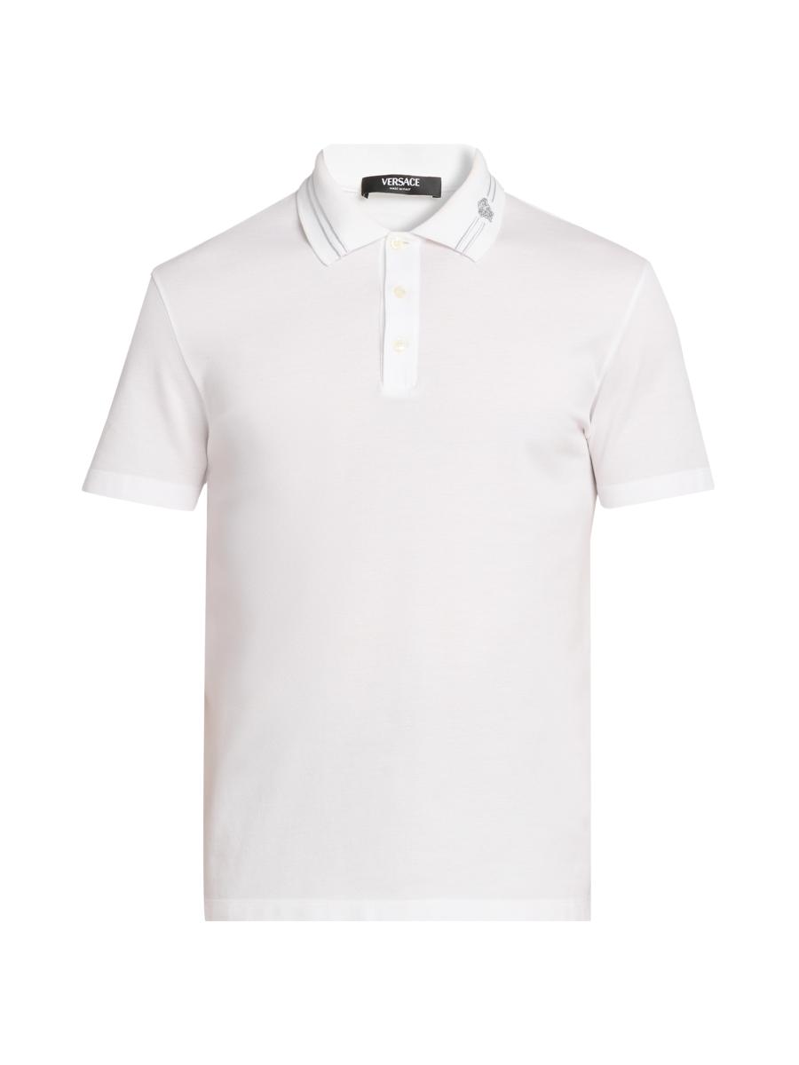 Versace Medusa Embroidered Pique Polo Shirt | Saks Fifth Avenue