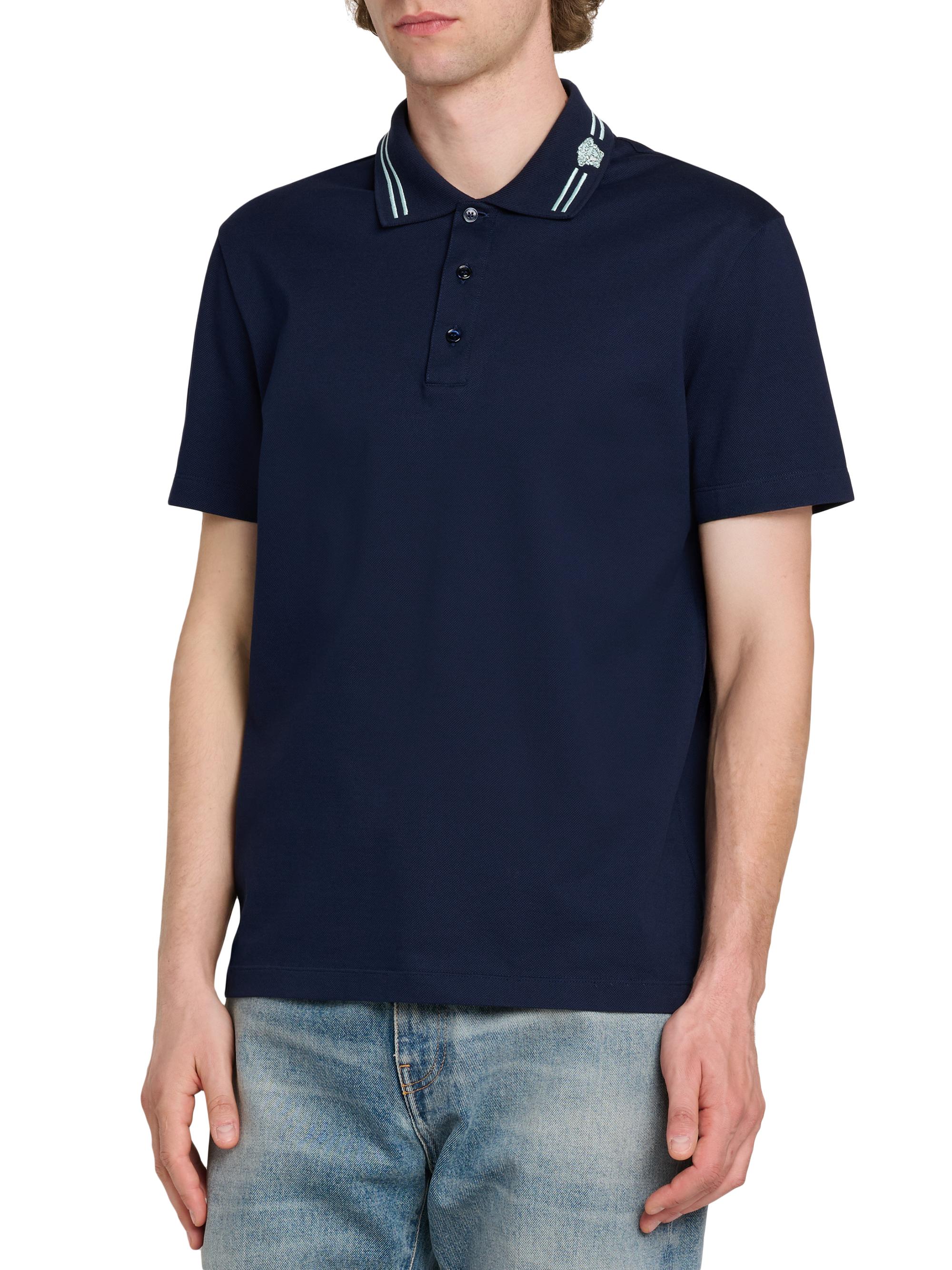 Versace Medusa Embroidered Pique Polo Shirt | Saks Fifth Avenue