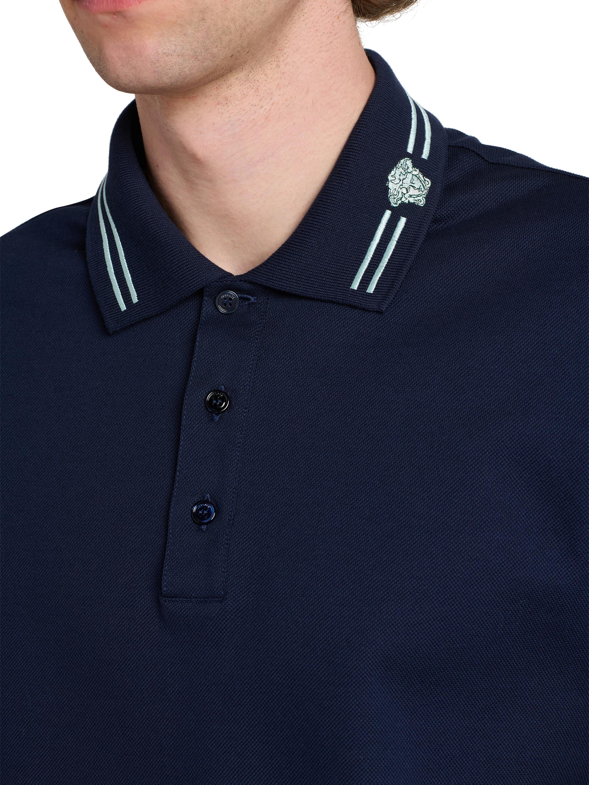 Versace Medusa Embroidered Pique Polo Shirt | Saks Fifth Avenue