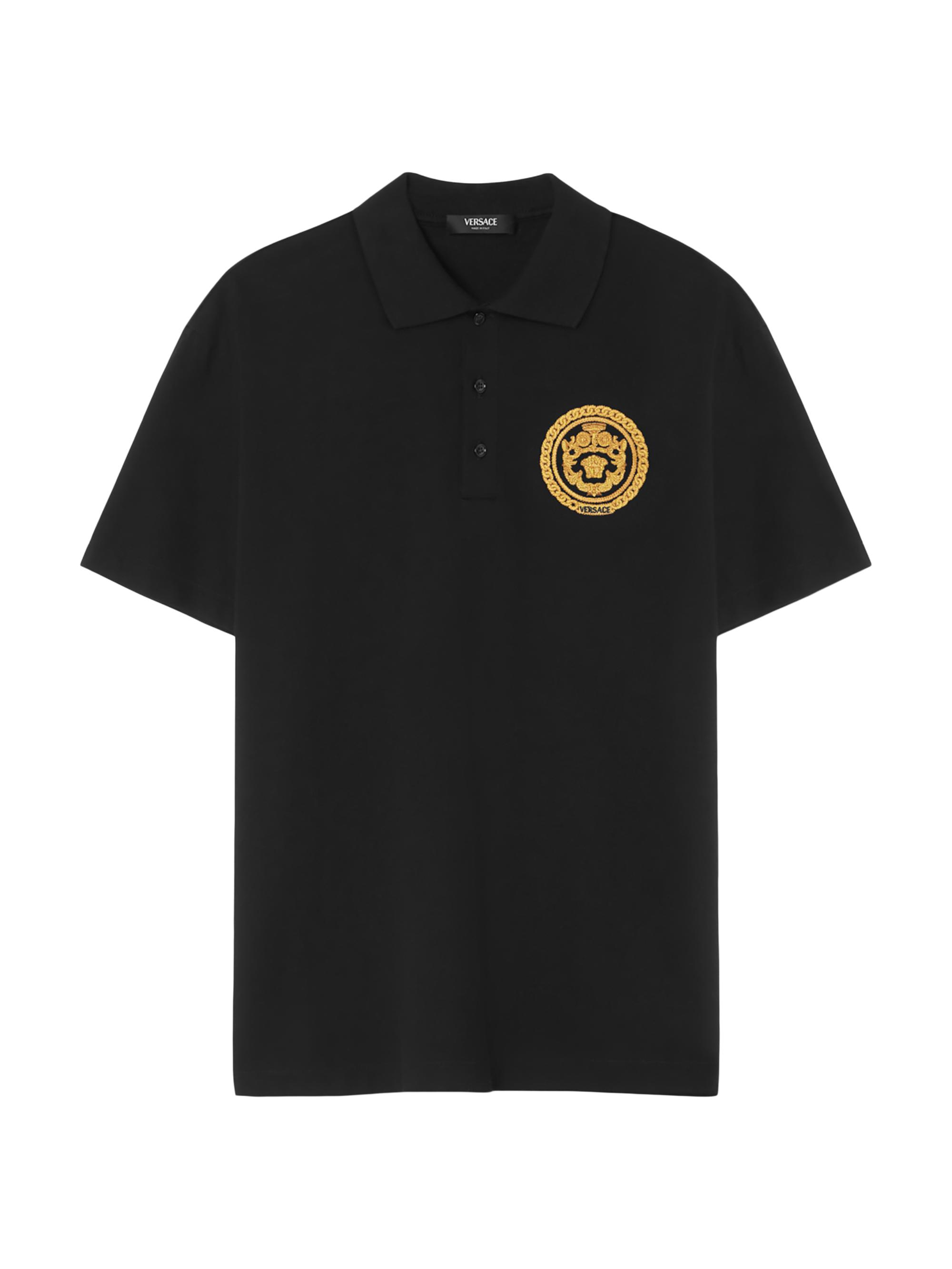 Versace Embroidered Quarter-Zip Polo Shirt | Saks Fifth Avenue