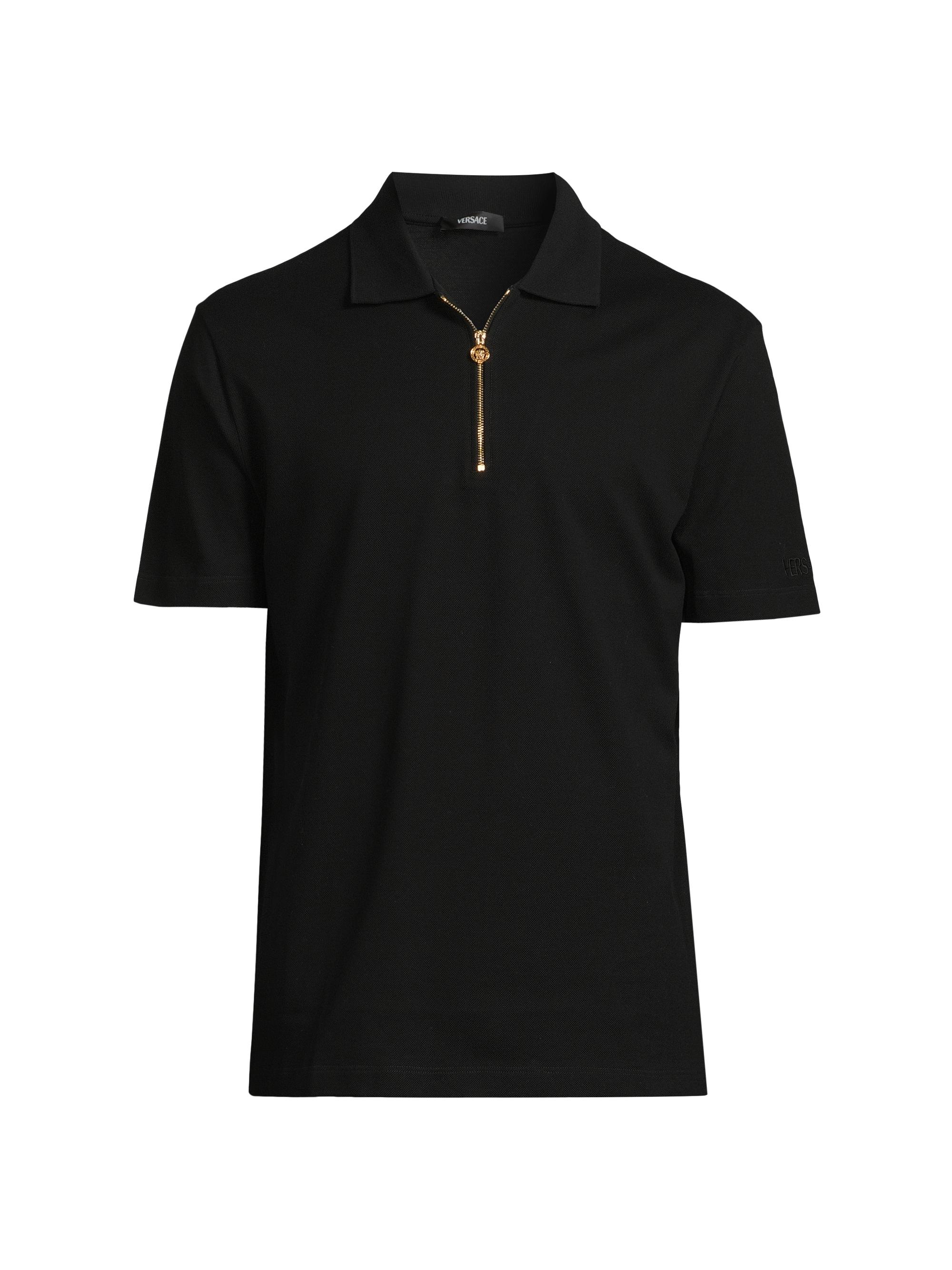 Versace Embroidered Quarter-Zip Polo Shirt | Saks Fifth Avenue