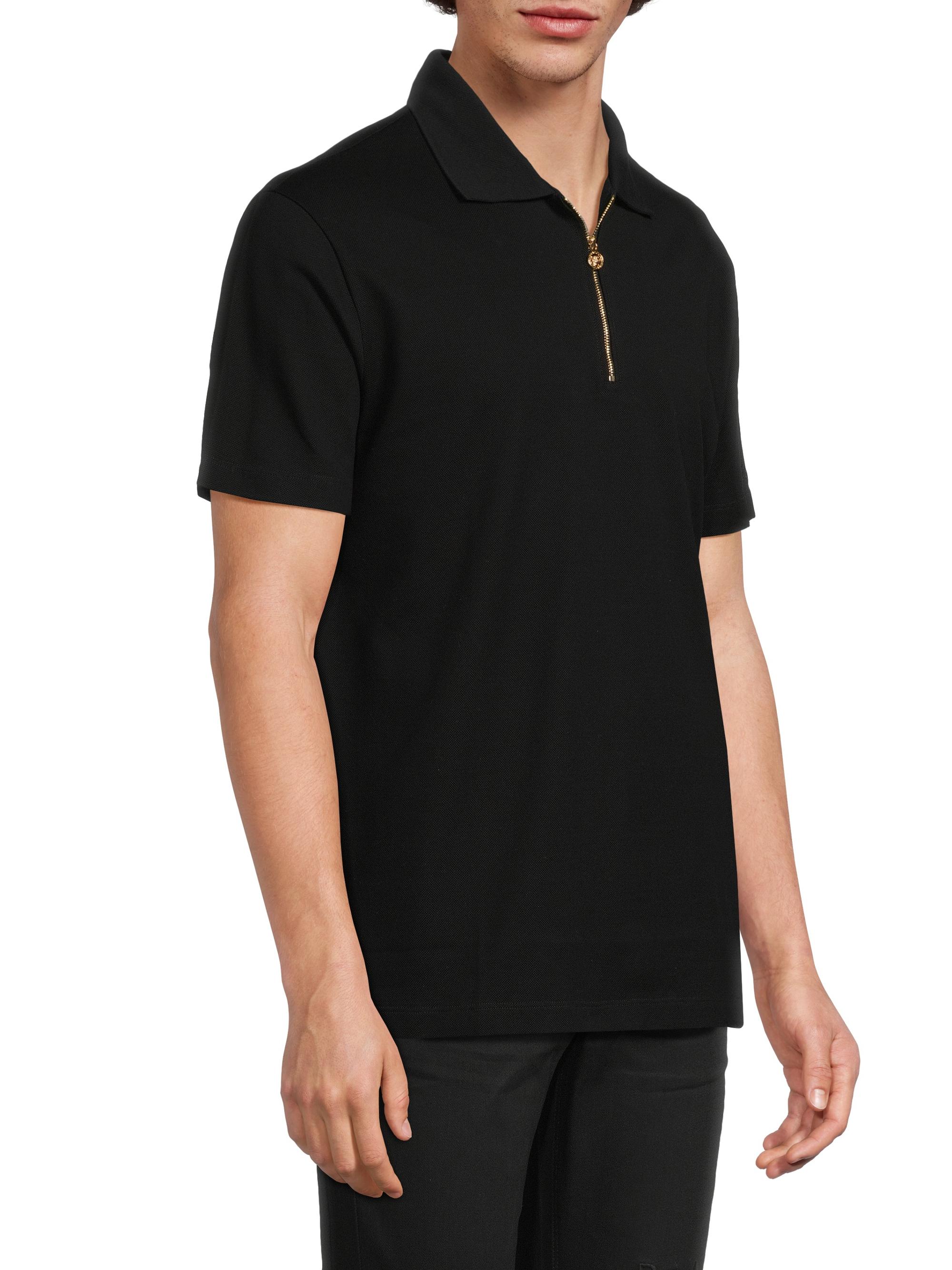 Versace Embroidered Quarter-Zip Polo Shirt | Saks Fifth Avenue