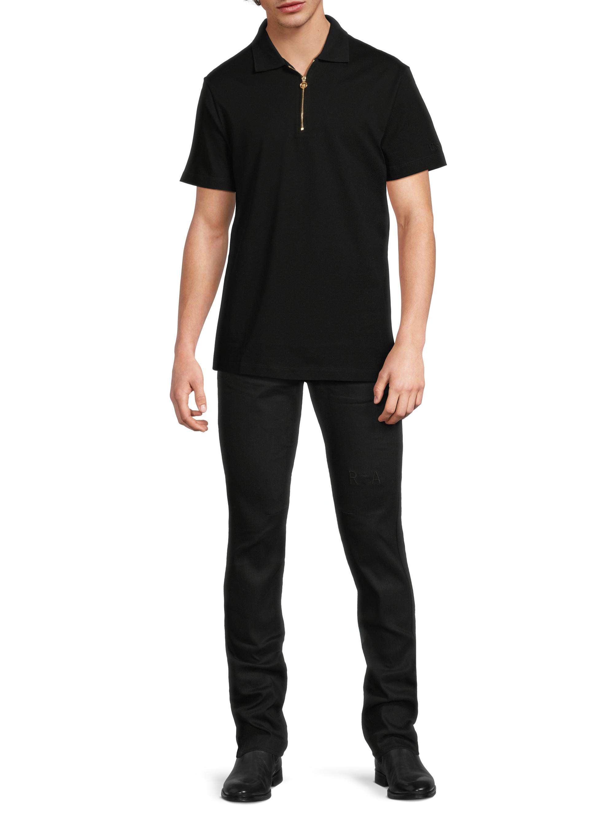 Versace Embroidered Quarter-Zip Polo Shirt | Saks Fifth Avenue