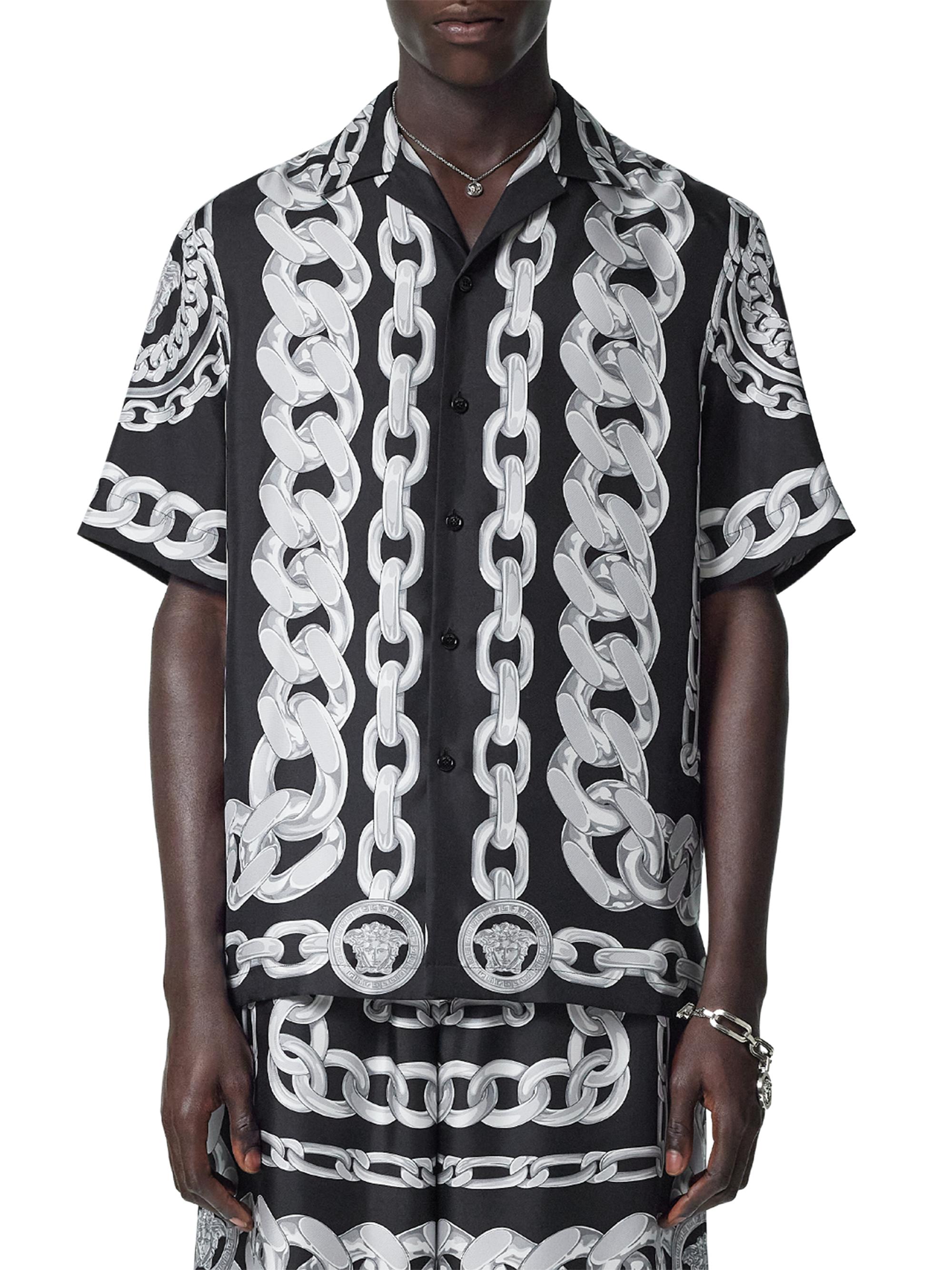 Versace Medusa Chains Print Silk Twill Shirt | Saks Fifth Avenue