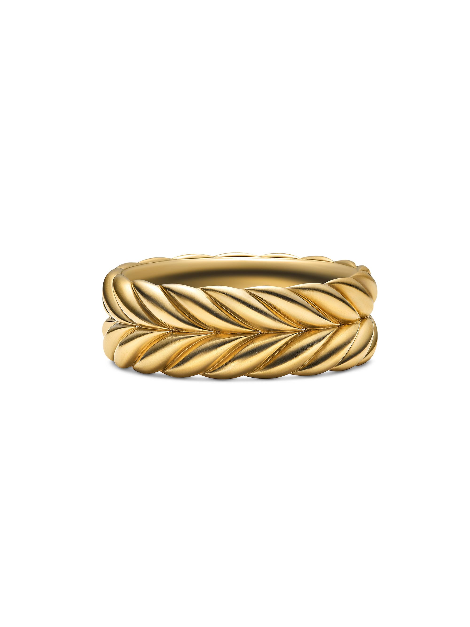 David Yurman Men's Chevron Band Ring in 18K Yellow Gold, 9MM - Gold