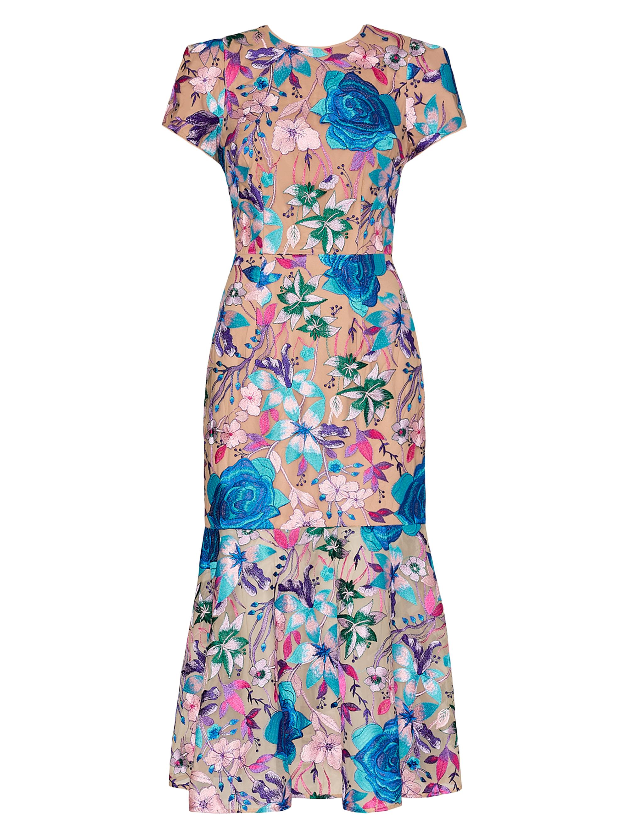 Milly Women's Tahlia Embroidered Floral Dress - Blue Multi