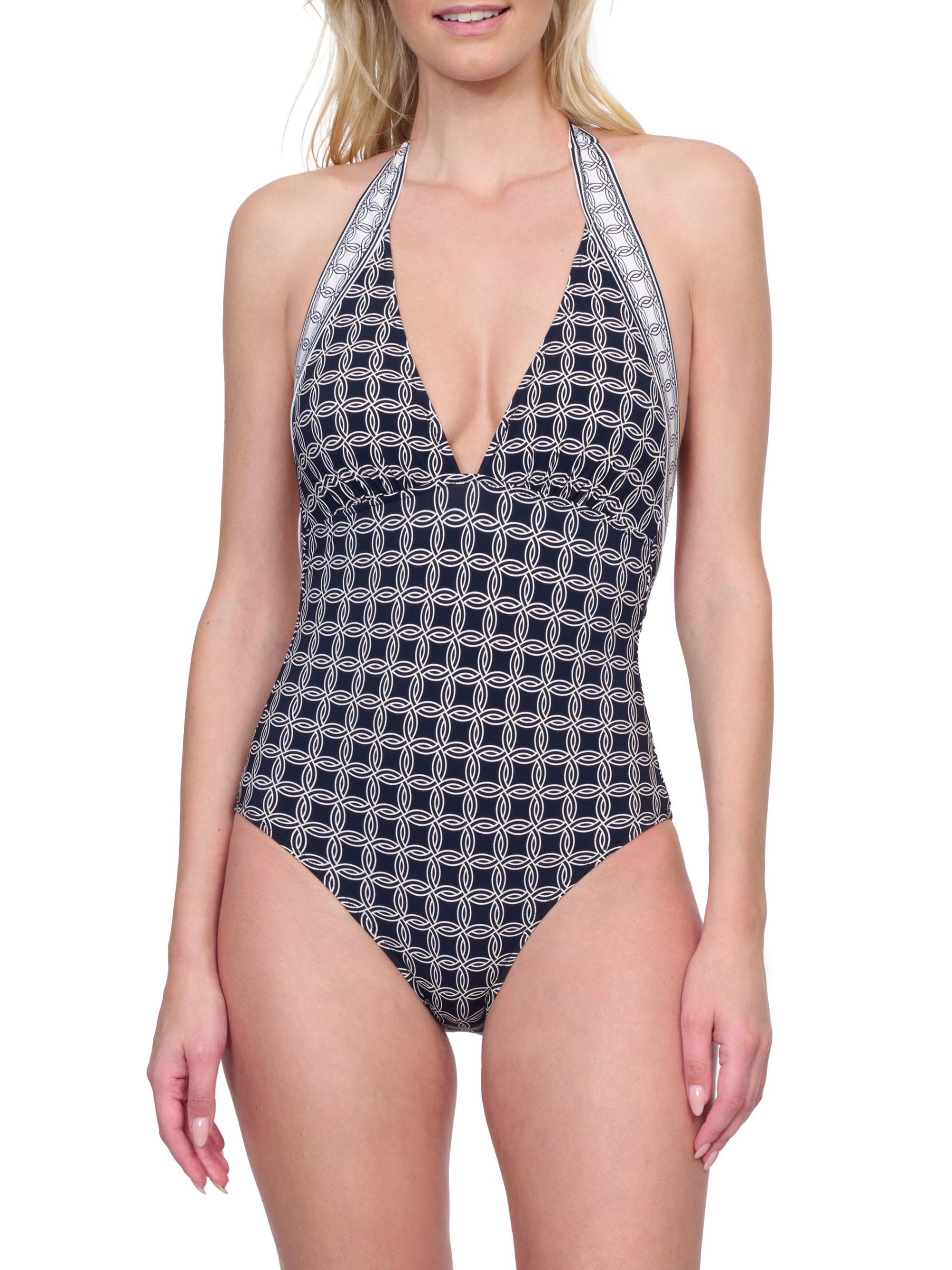 Gottex Swimwear Women's Golden Chic Halter Swimsuit - Black Cream