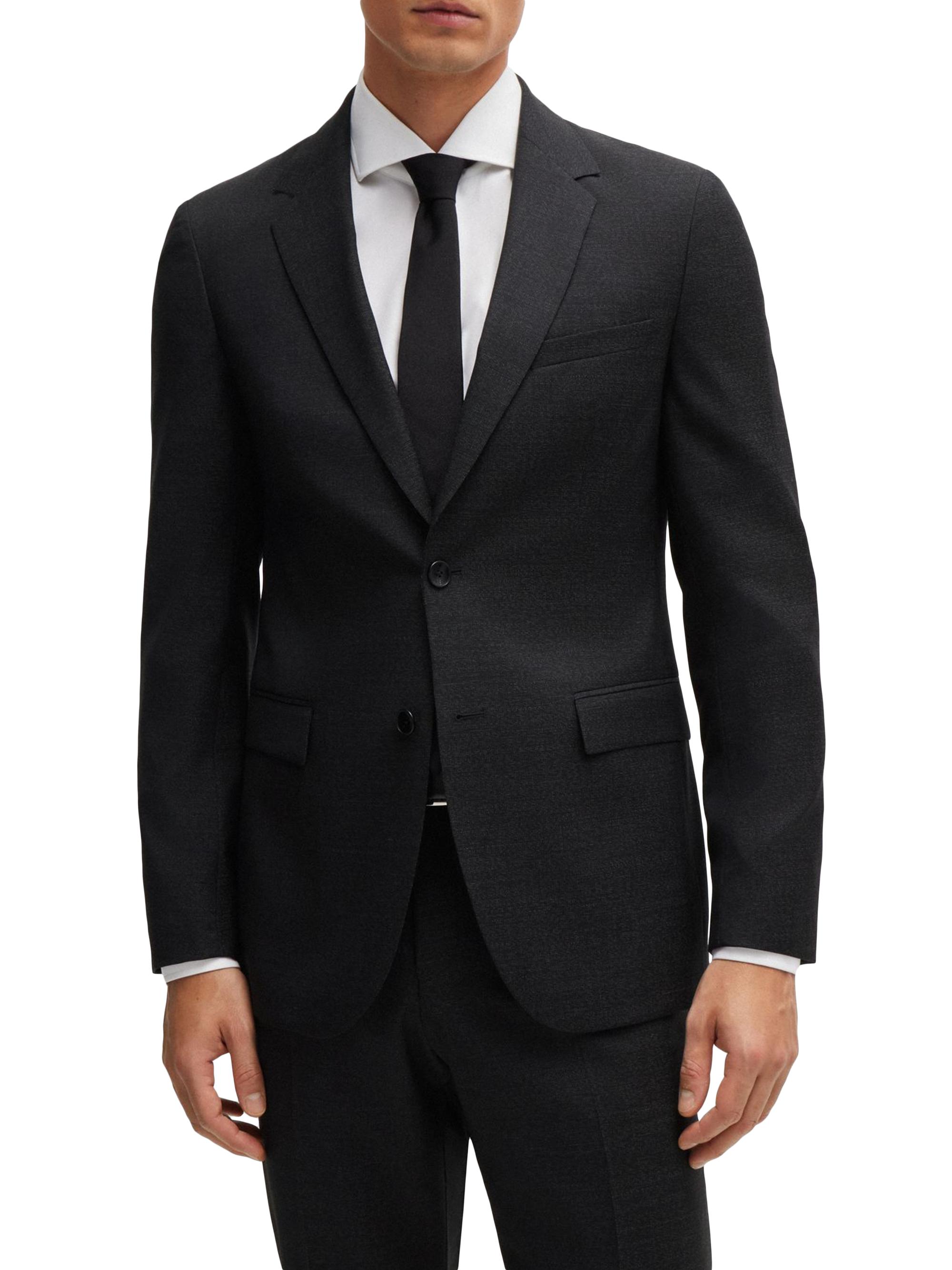 BOSS Men's Slim-Fit Suit in Micro-Patterned Wool - Black