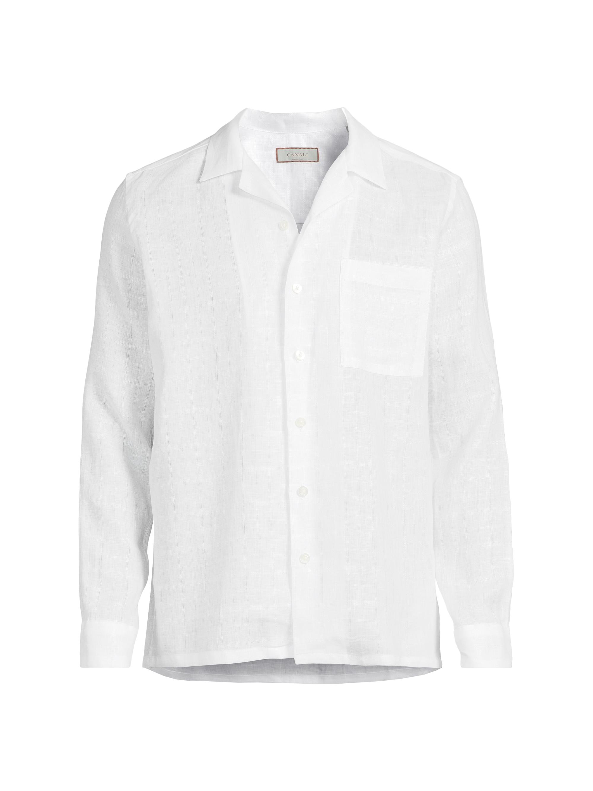 Canali Men's Linen Modern Fit Shirt - White
