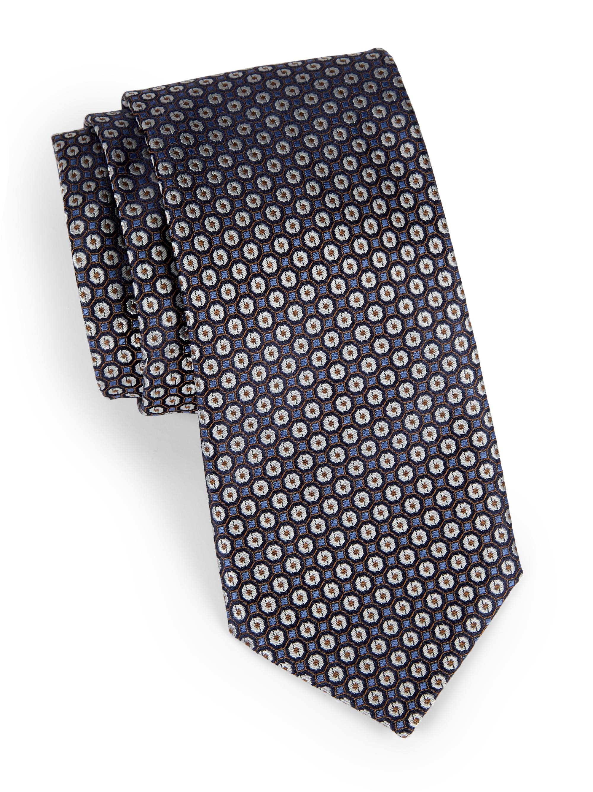 Canali Men's  Medallion Silk Tie - Blue