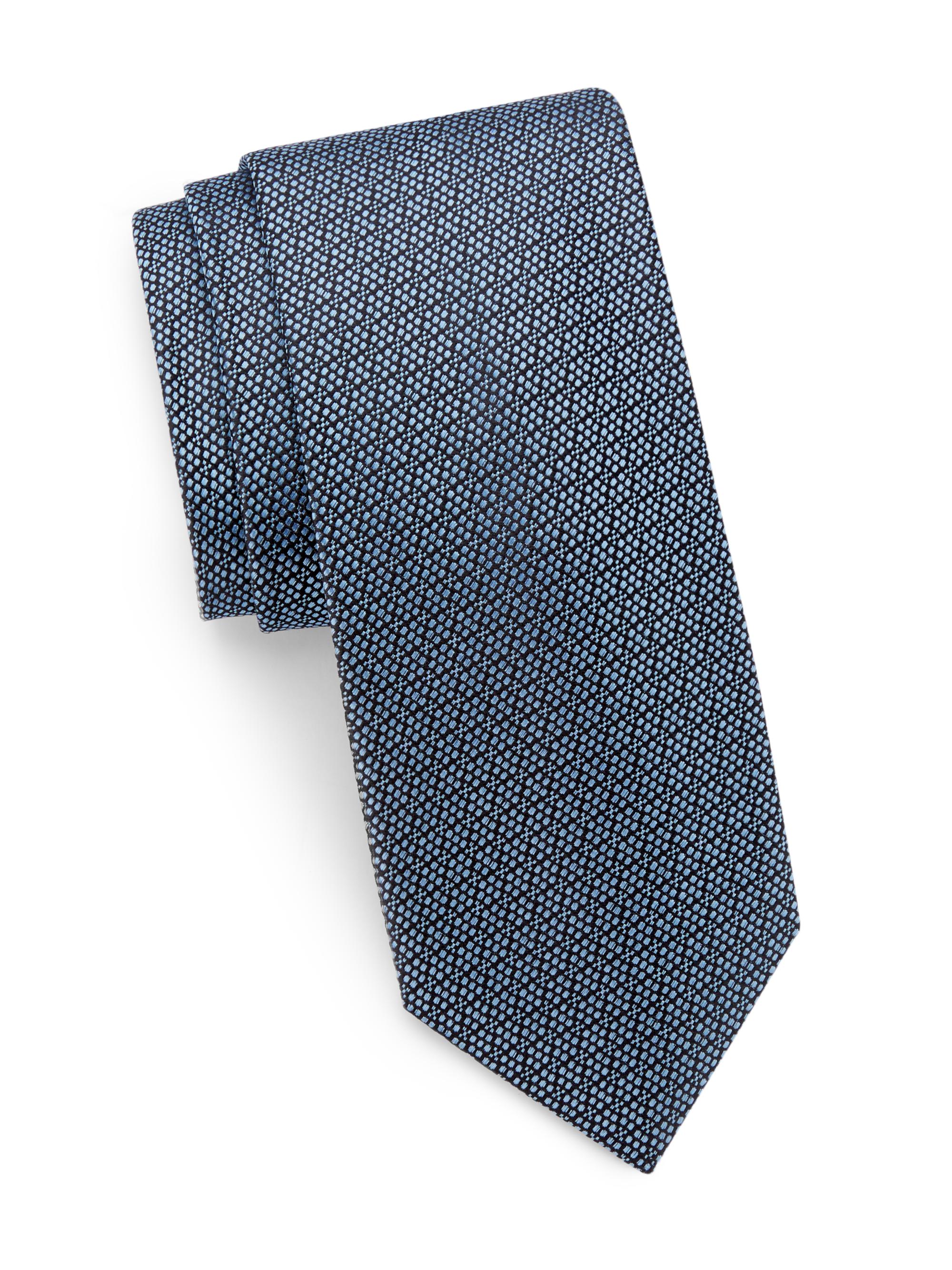 Canali Men's Neat Silk Tie - Light Blue
