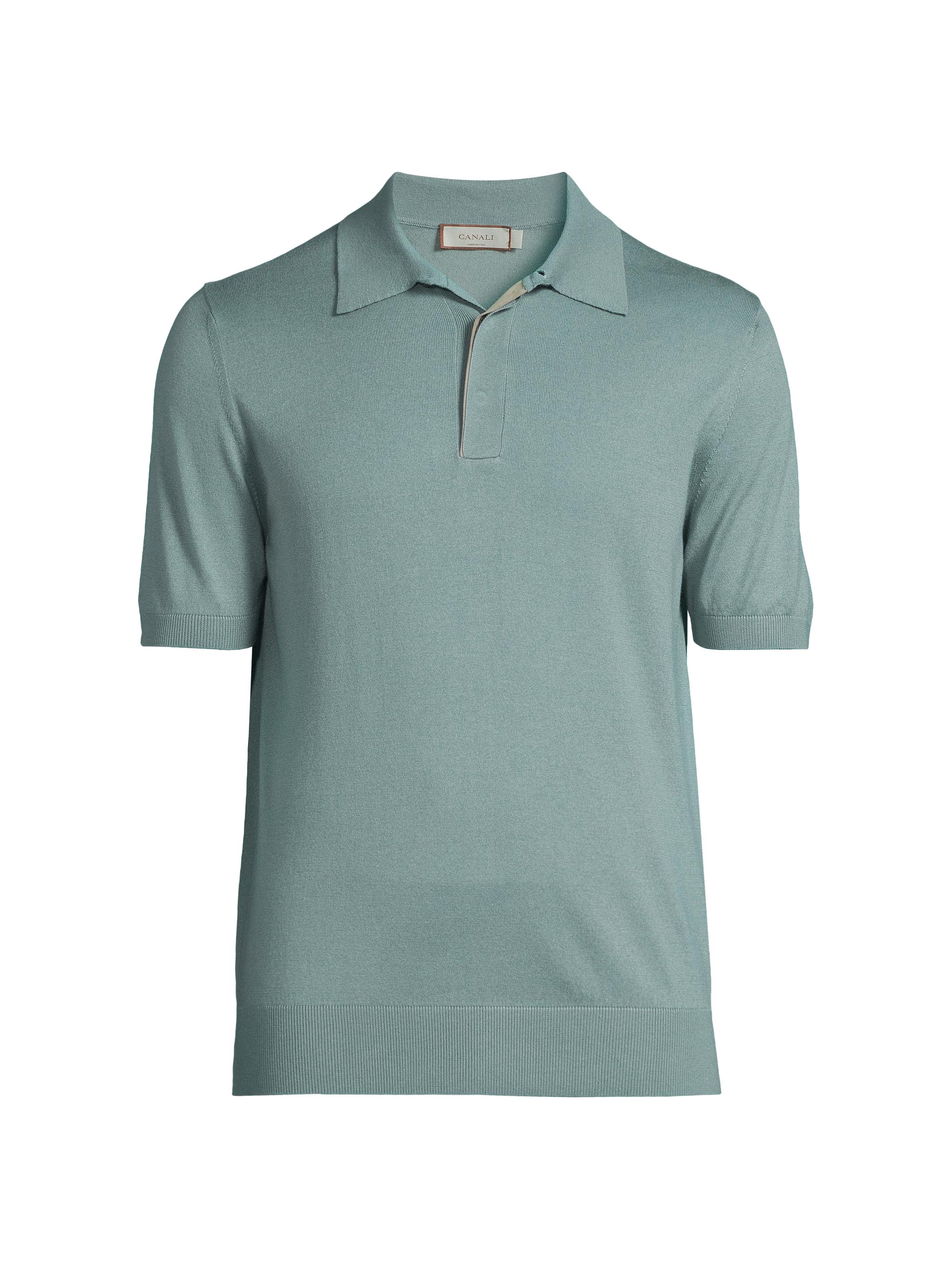 Canali Men's Dressy Lux Modern-Fit Suede Placket Polo Shirt - Green