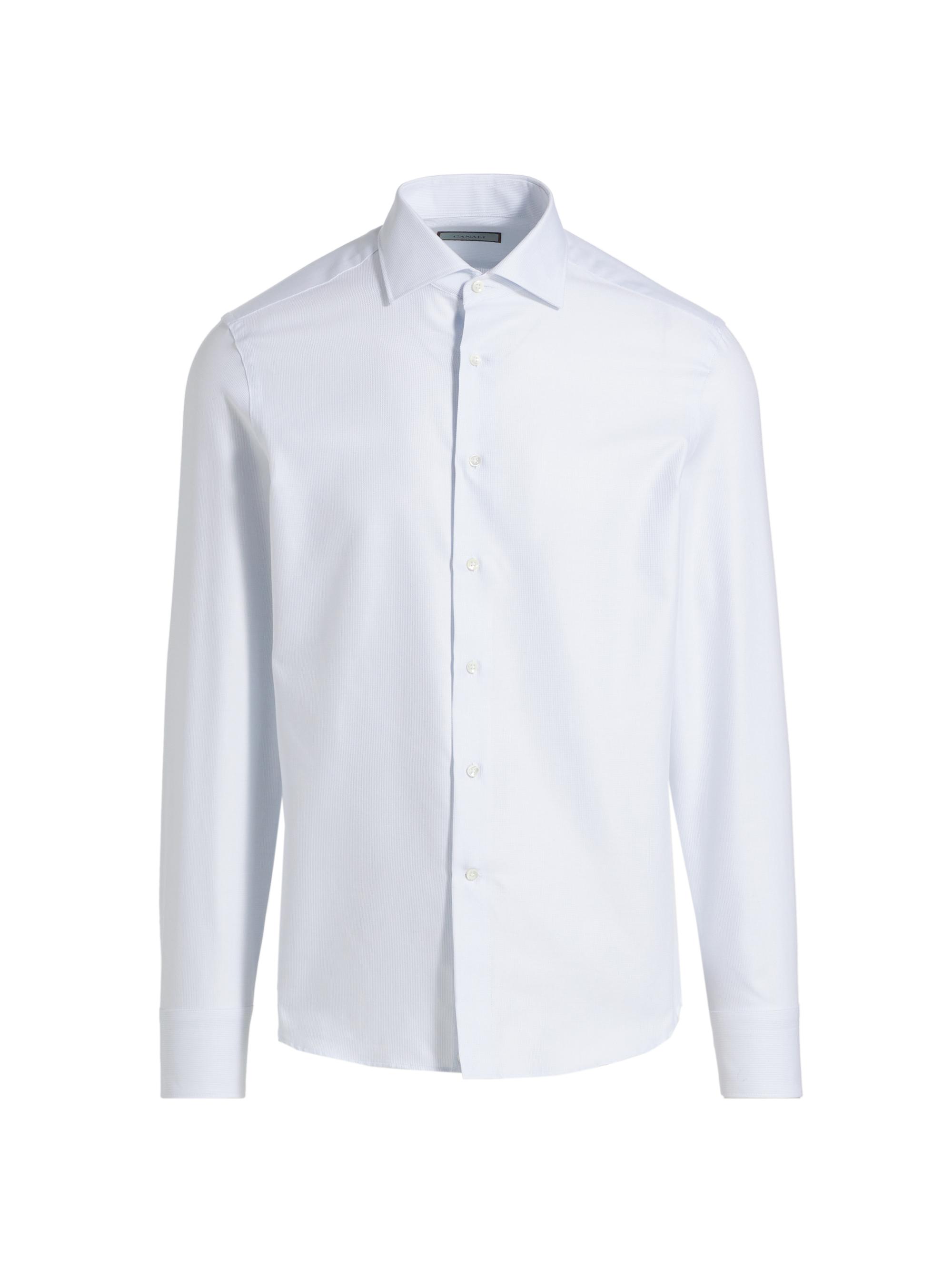 Canali Men's Textured Cotton Modern-Fit Shirt - Light Blue