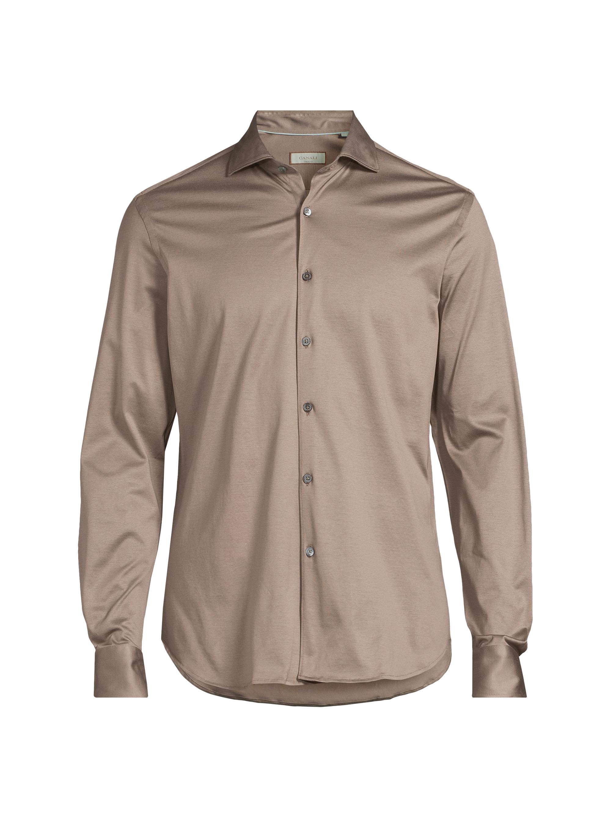 Canali Men's Jersey Sport Shirt - Light Brown