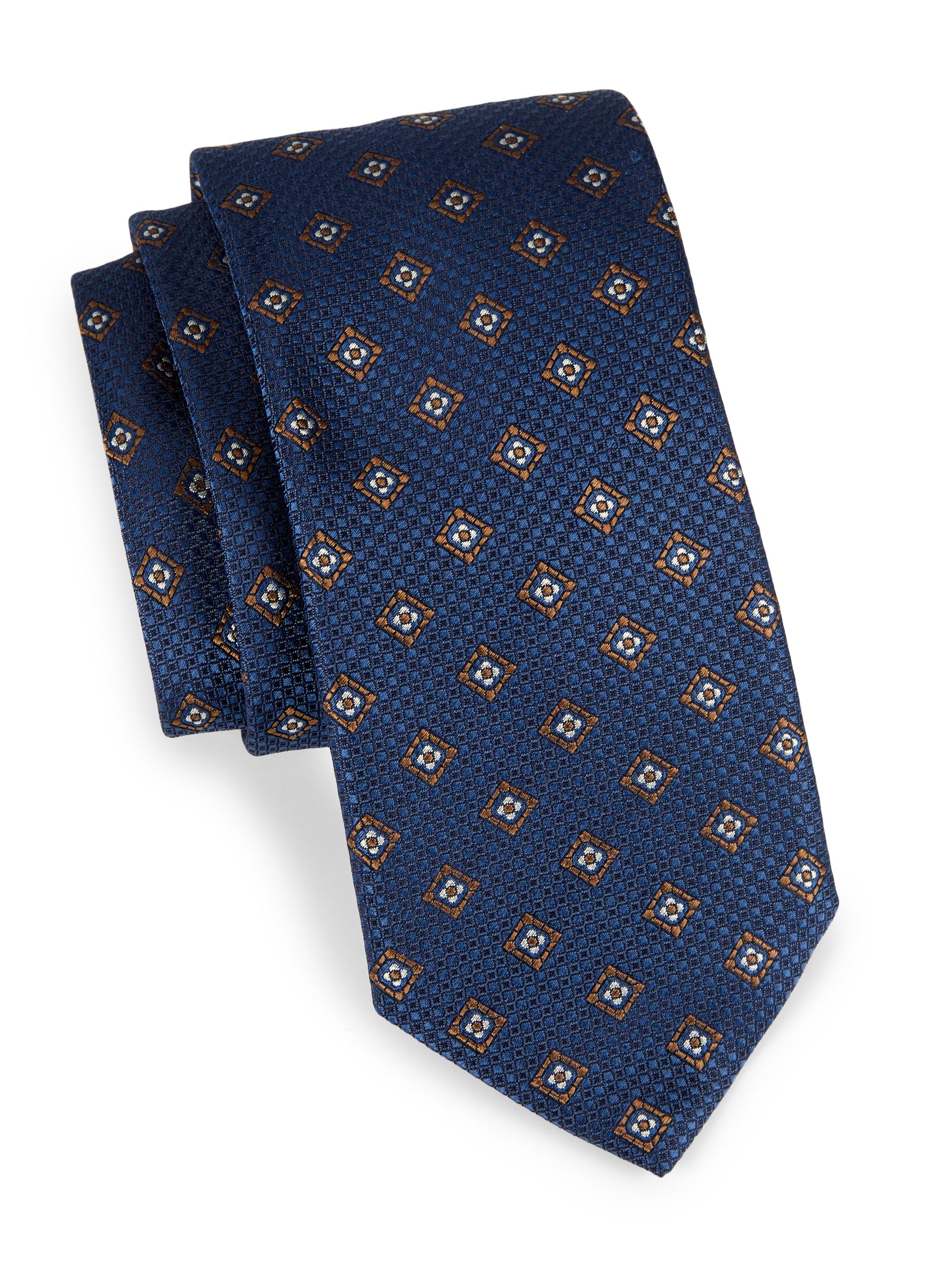 Canali Men's Medallion Silk Tie - Dark Blue