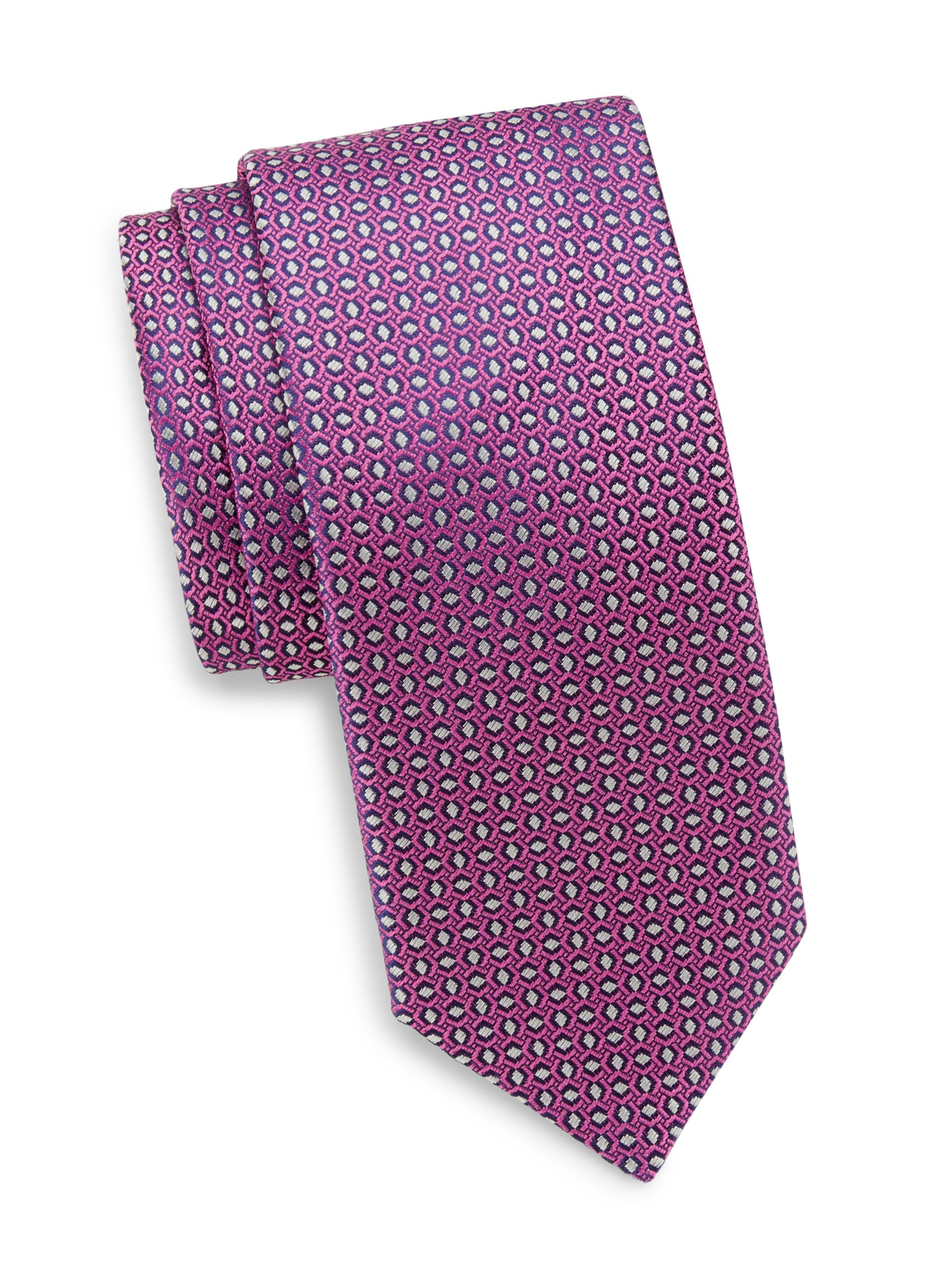 Canali Men's Neat Silk Tie - Pink