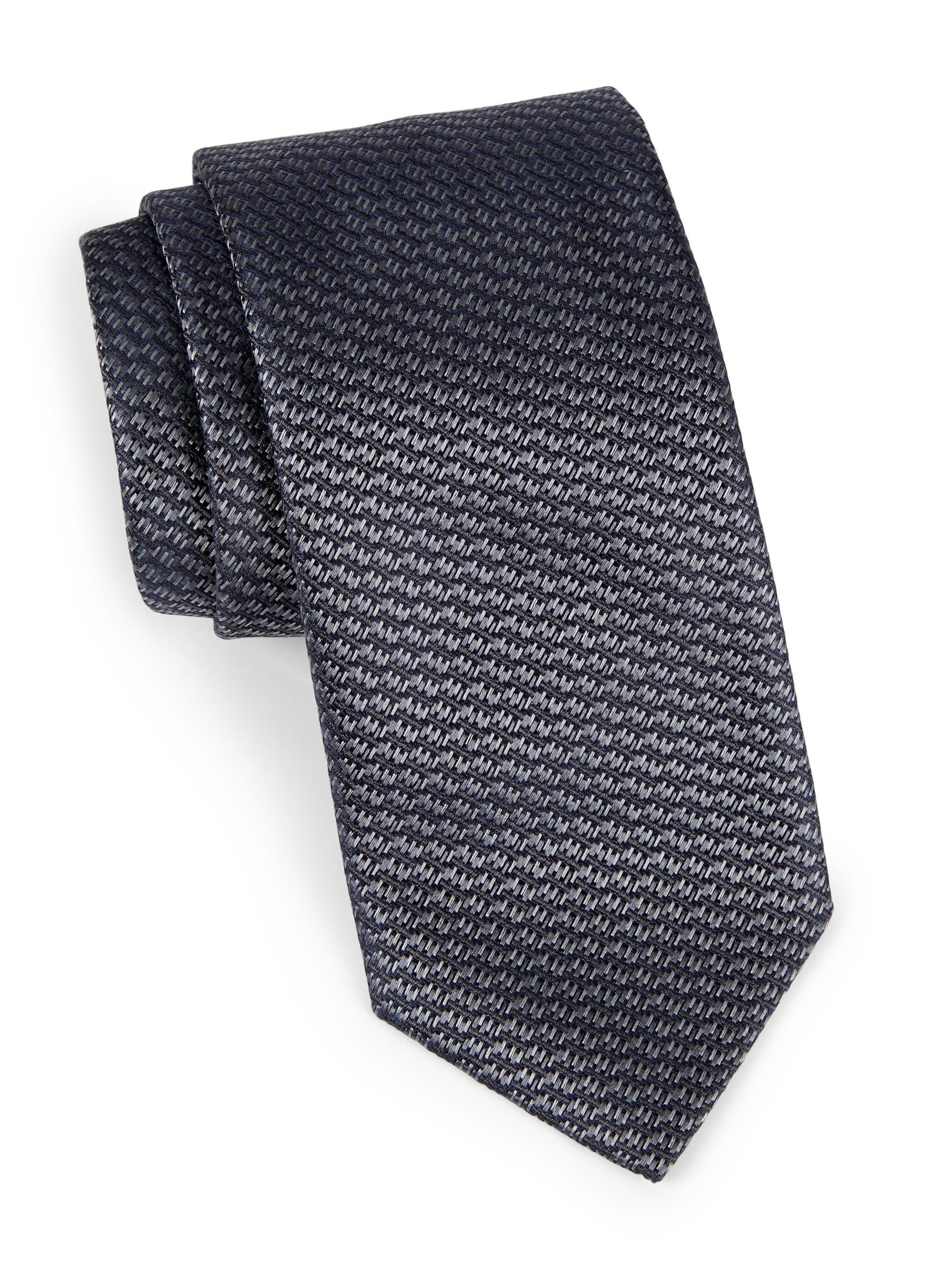 Canali Men's Neat Geometric Silk Tie - Dark Grey