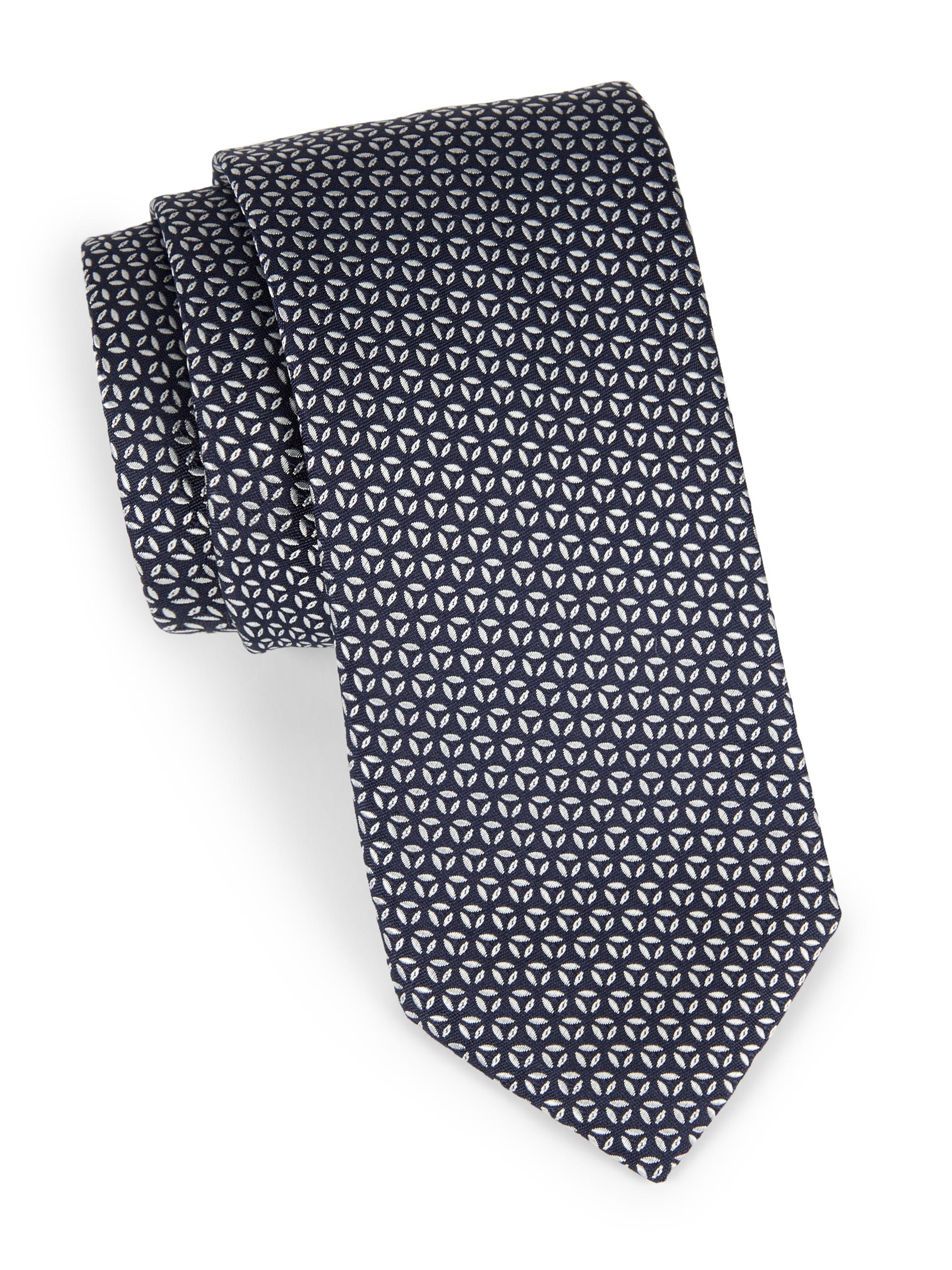 Canali Men's Geometric Silk Tie - Navy