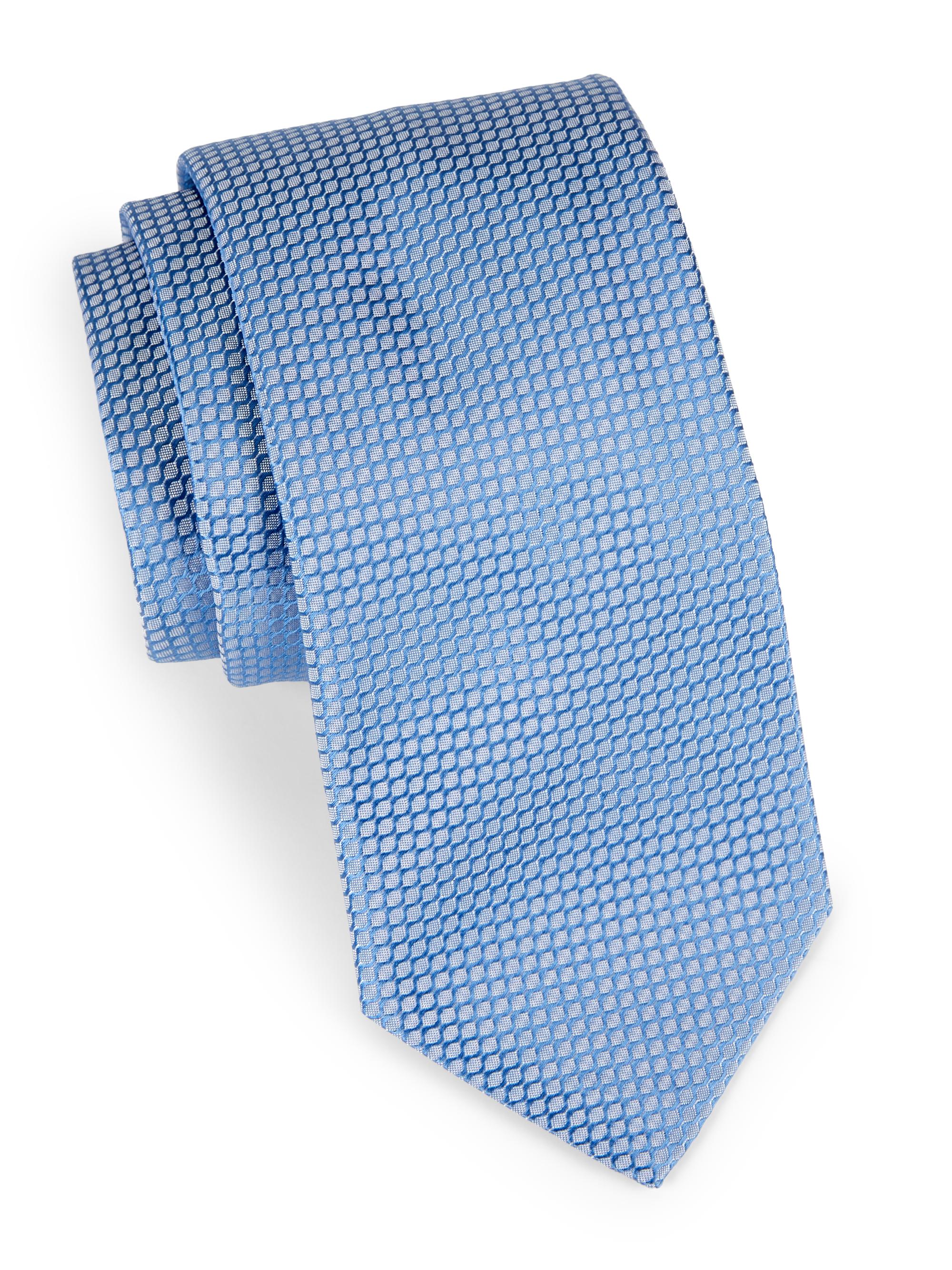 Canali Men's Neat Geometric Silk Tie - Light Blue